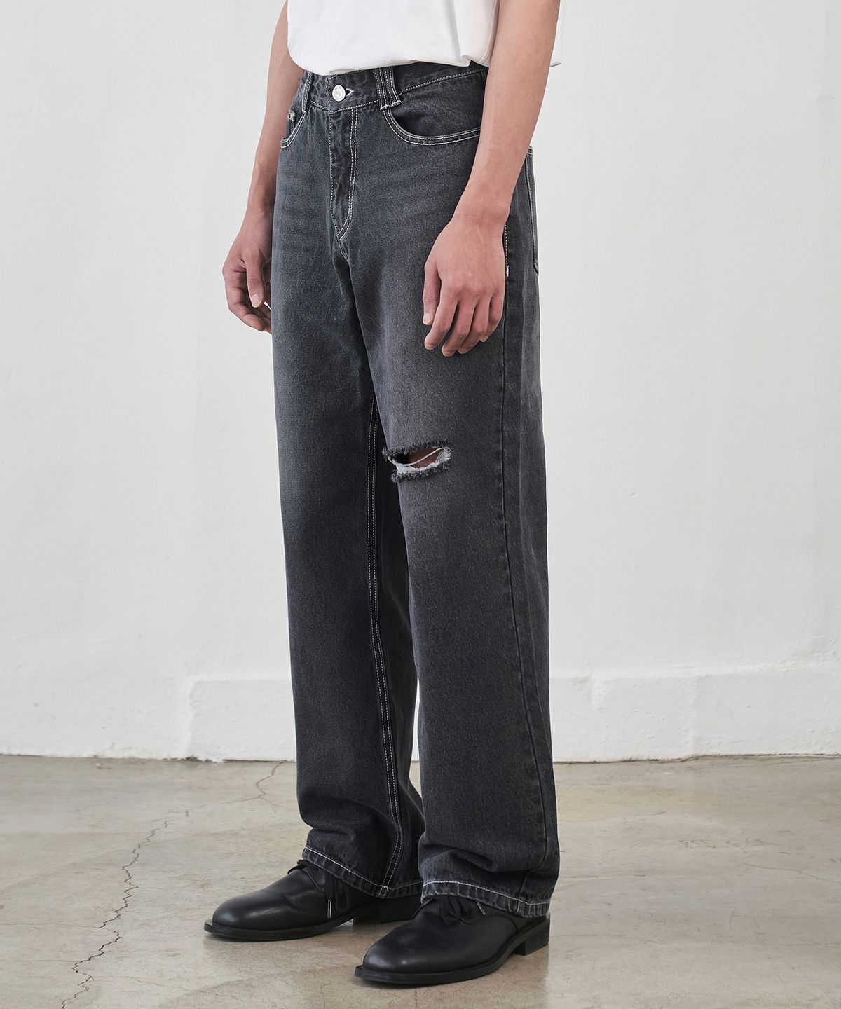 데케트(DECET) Dawn Semi Wide Jeans DCPT002CutBlack