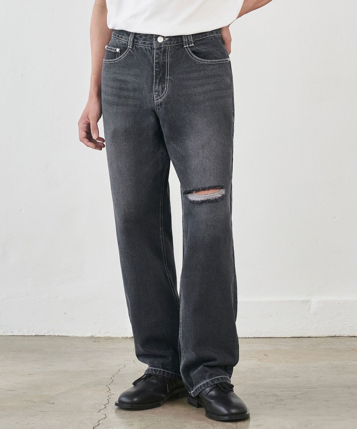 데케트(DECET) Dawn Semi Wide Jeans DCPT002CutBlack