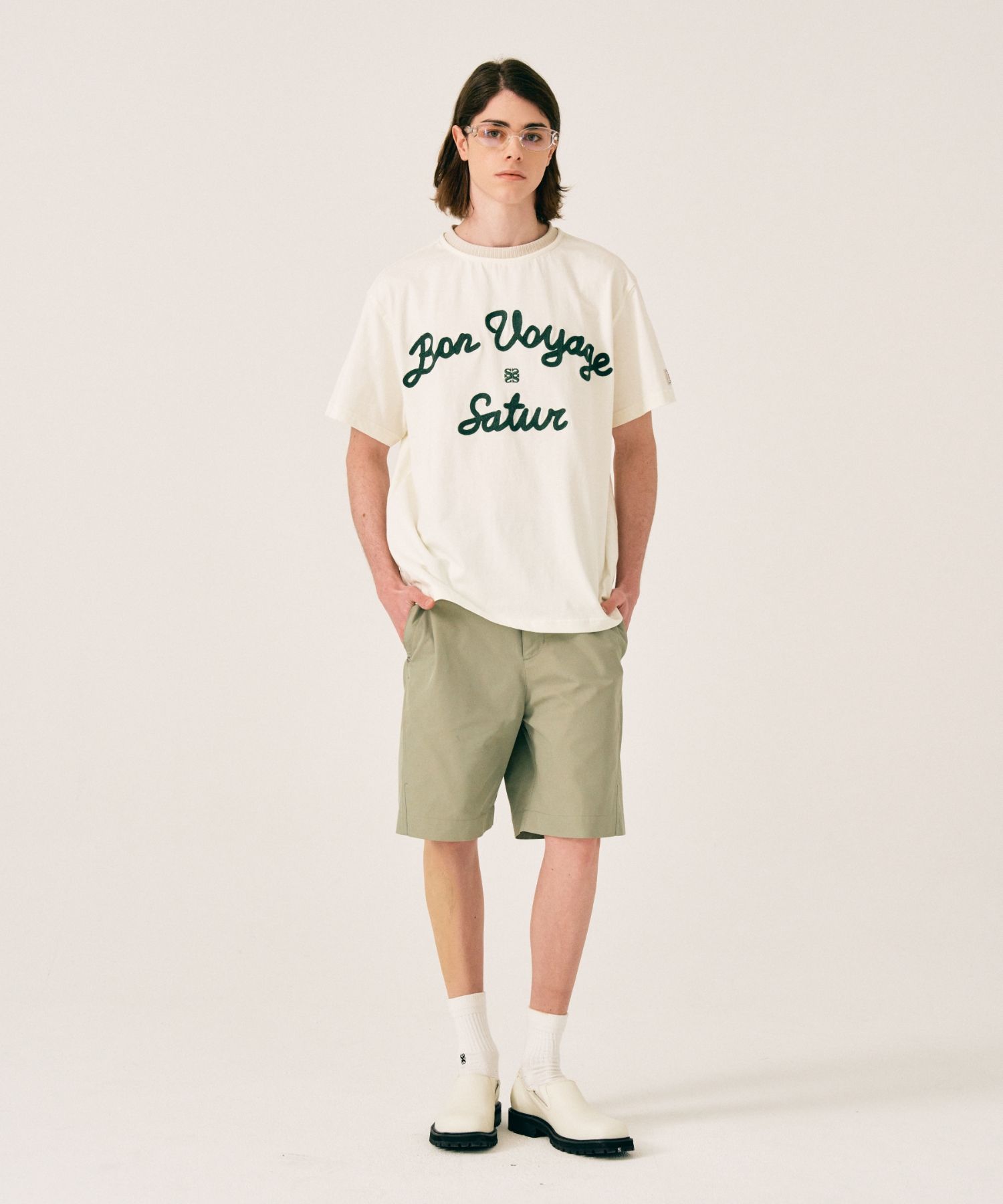 MUSINSA | SATUR Setter Logo Embroidered Voyage Short Sleeve
