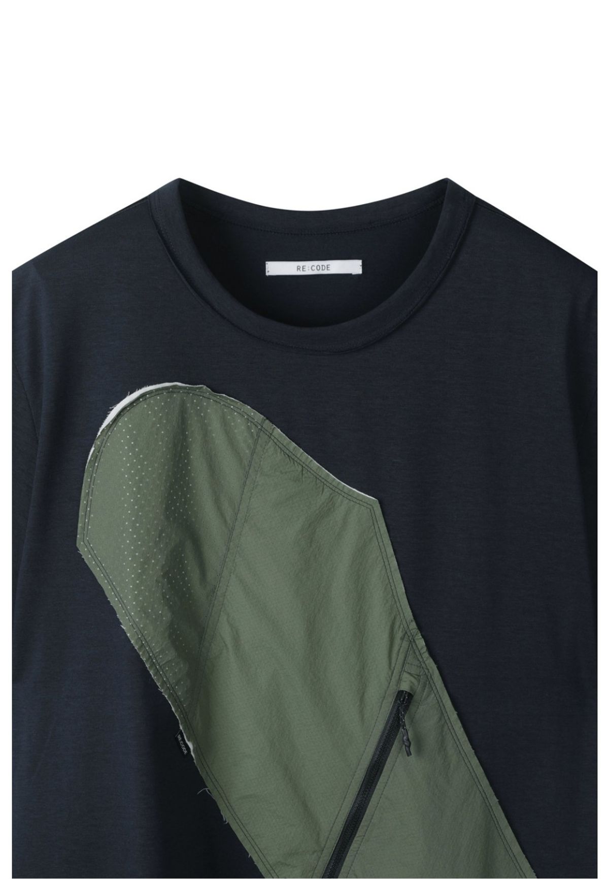 래코드(RECODE) Jumper Sleeve Pattern Patchwork T-shirt_RJTAM23704NYX