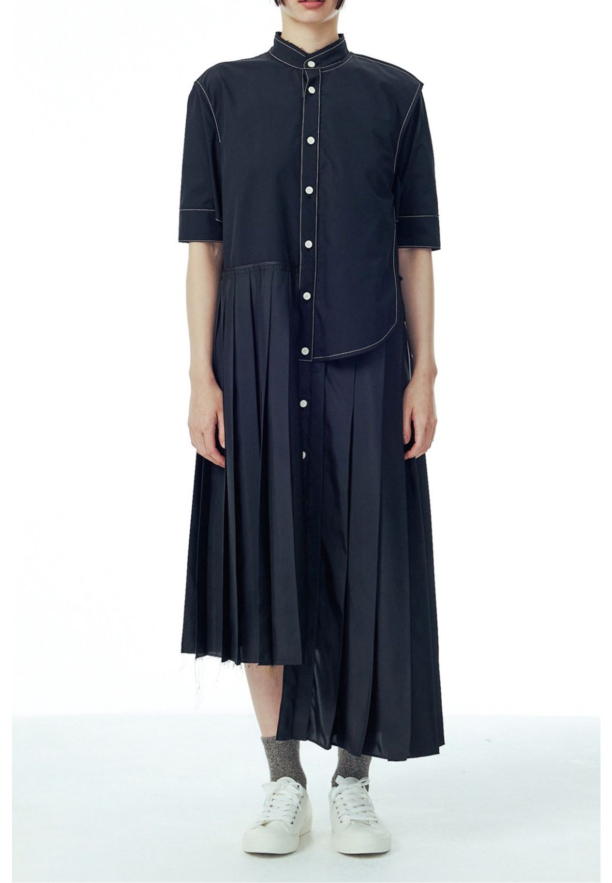 래코드(RECODE) Shirts Detail Pleats Long Dress _RQDAS23547BKX