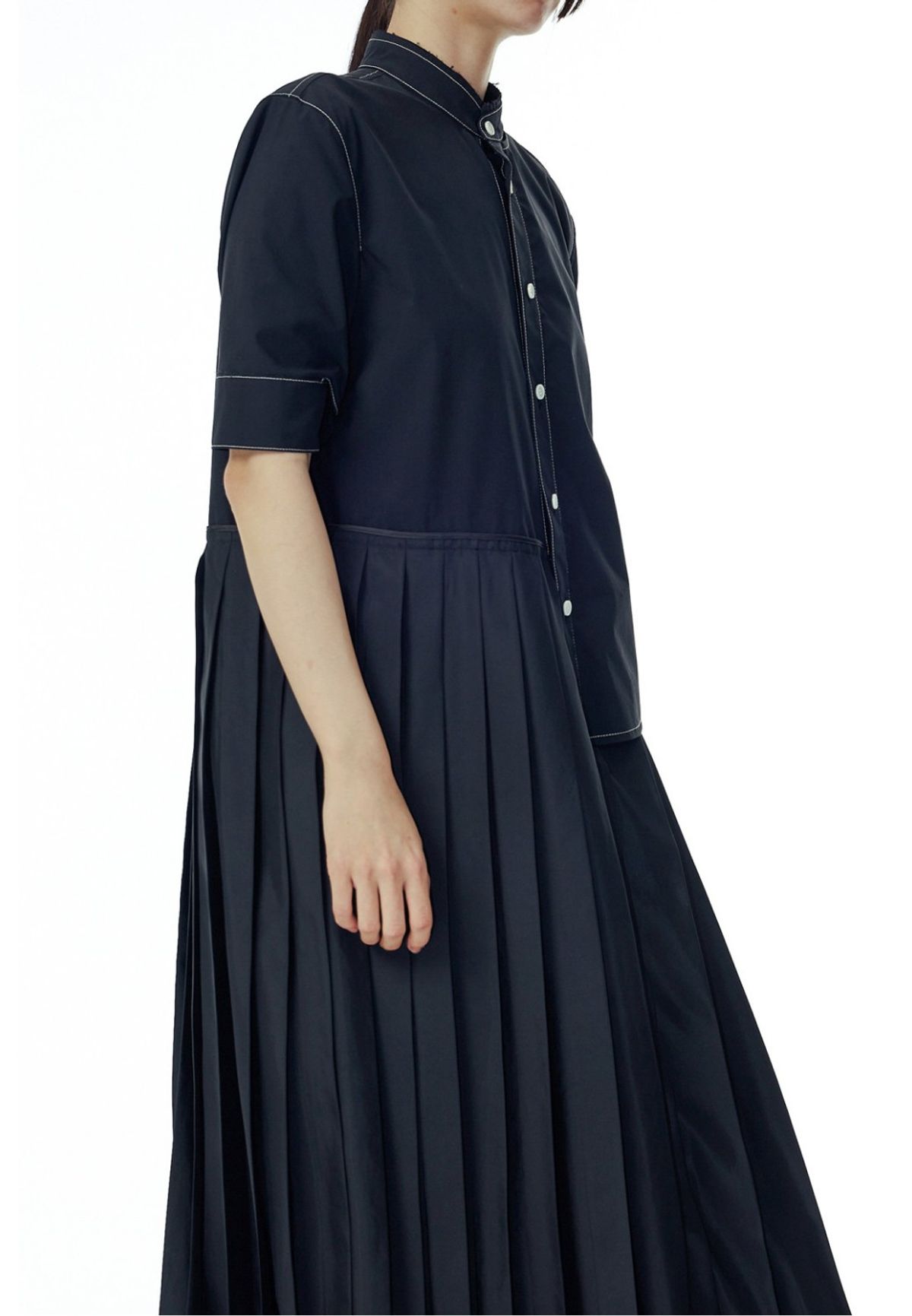 래코드(RECODE) Shirts Detail Pleats Long Dress _RQDAS23547BKX