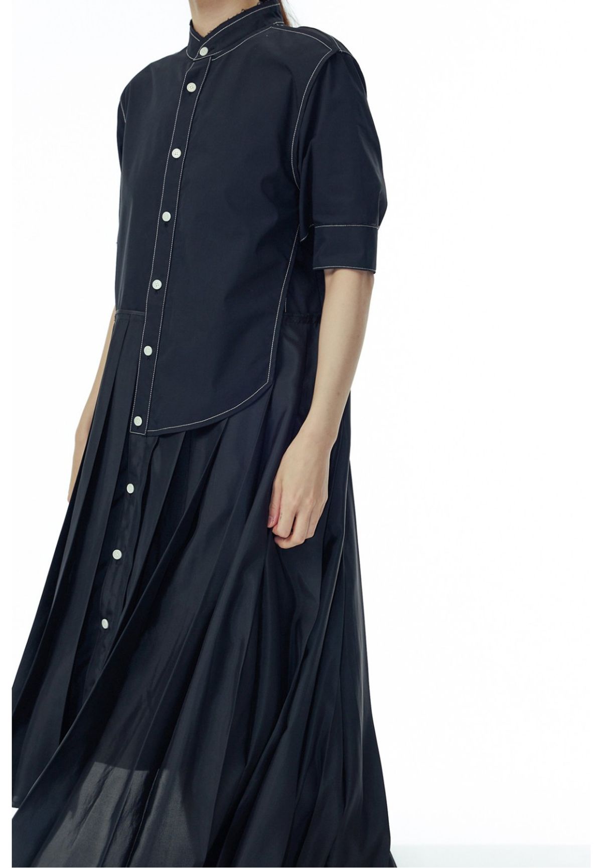 래코드(RECODE) Shirts Detail Pleats Long Dress _RQDAS23547BKX