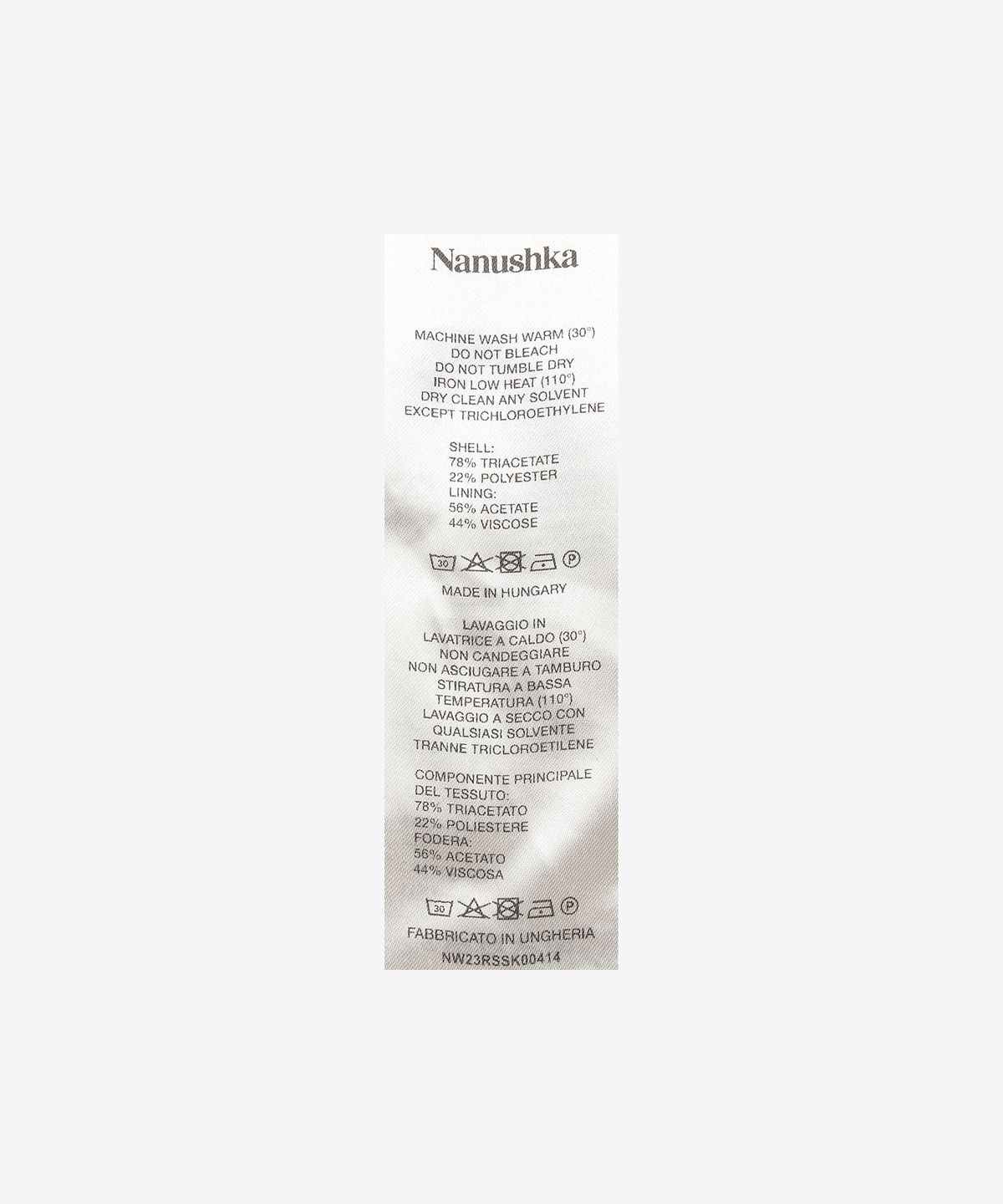 나누쉬카(NANUSHKA) 에미코 슬립 새틴 사롱 스타일 미디 스커트 - 옐로우 / NW23RSSK00414