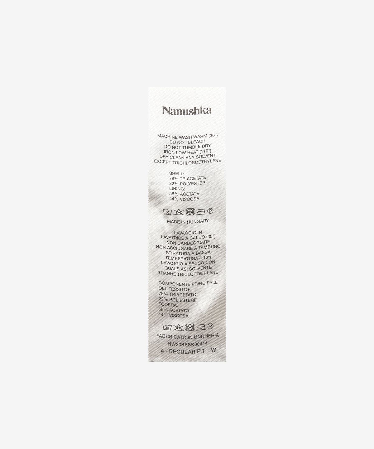 나누쉬카(NANUSHKA) 에미코 슬립 새틴 사롱 스타일 미디 스커트 - 옐로우 / NW23RSSK00414