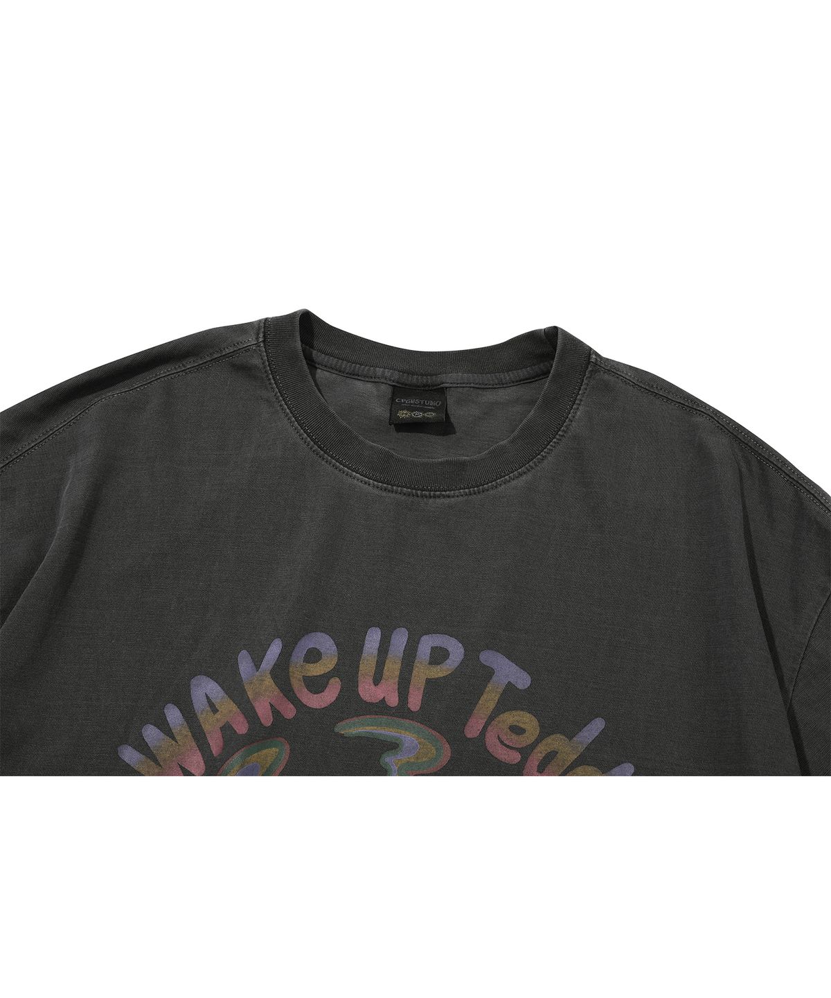 꼼파뇨(CPGN STUDIO) Wake Up Teddy 피그먼트 반팔티 스모크블랙