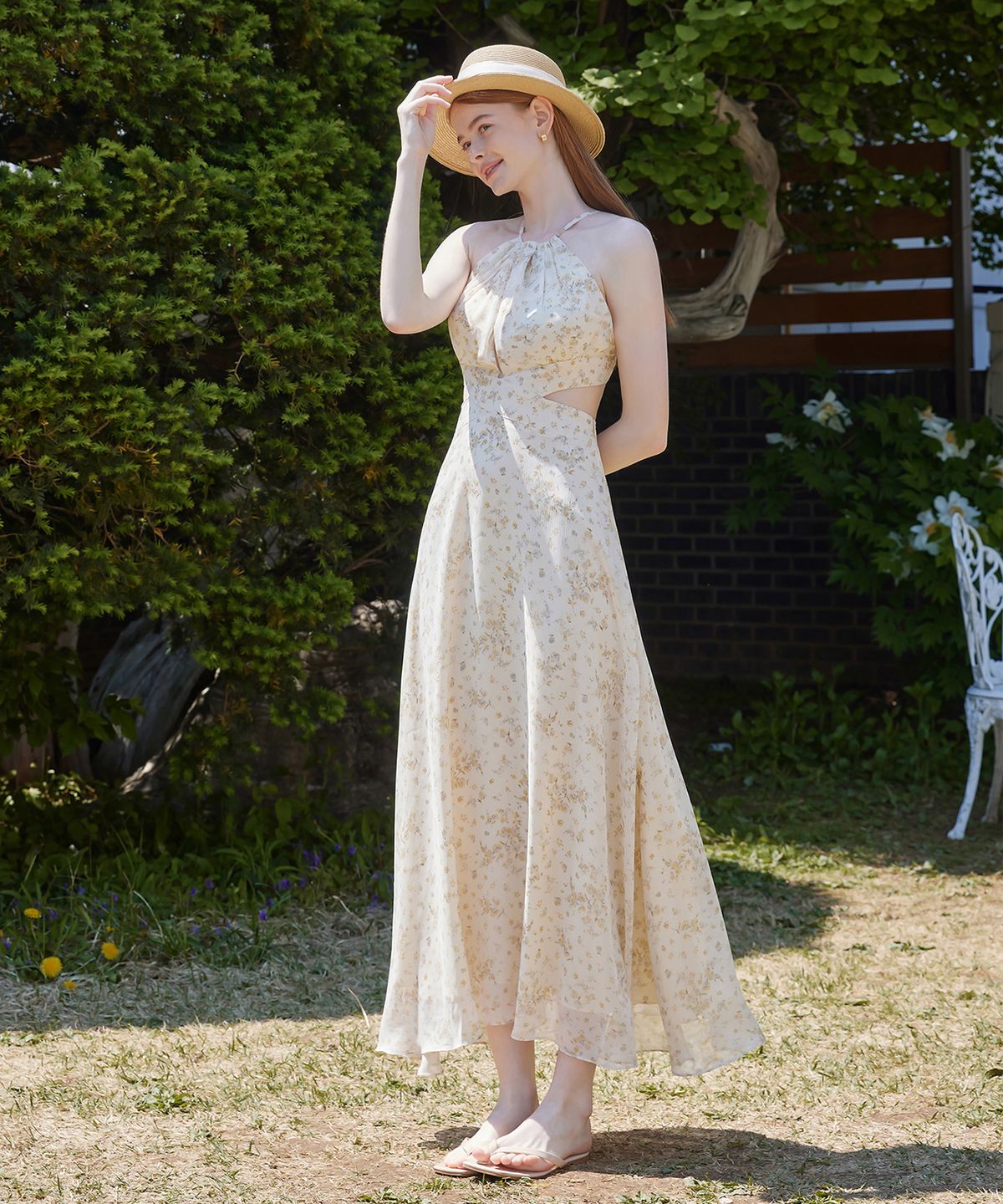 벨로디네라(VALLO DE NERA) Dahlia Halter Dress Yellow