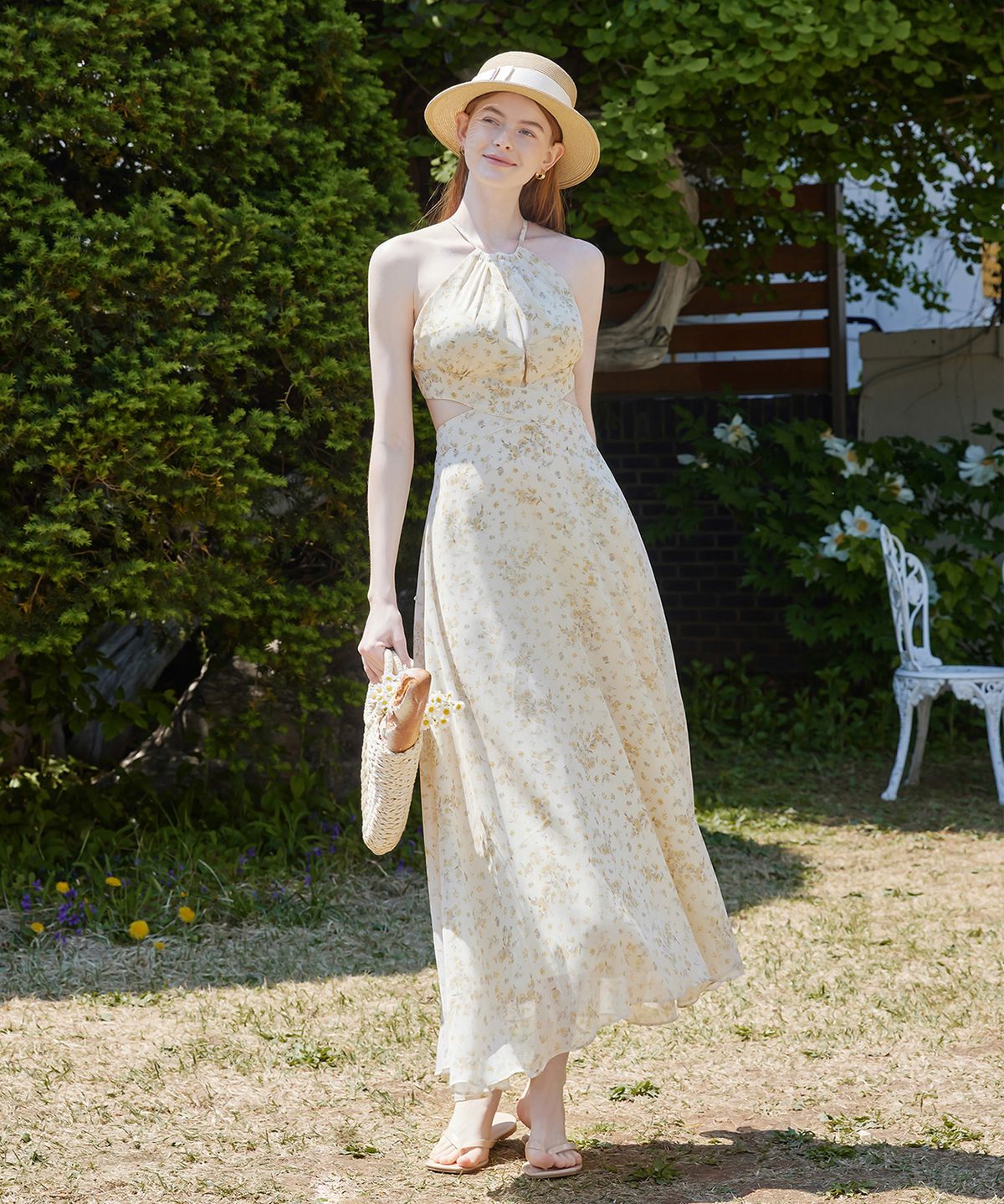 벨로디네라(VALLO DE NERA) Dahlia Halter Dress Yellow