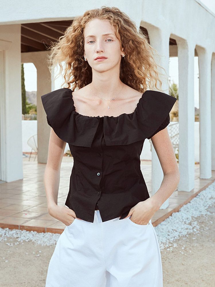 【送料&関税込】Patou Ruffled Cotton Blouse Ruffled tie-neck cotton blouse in white - Patou | Mytheresa