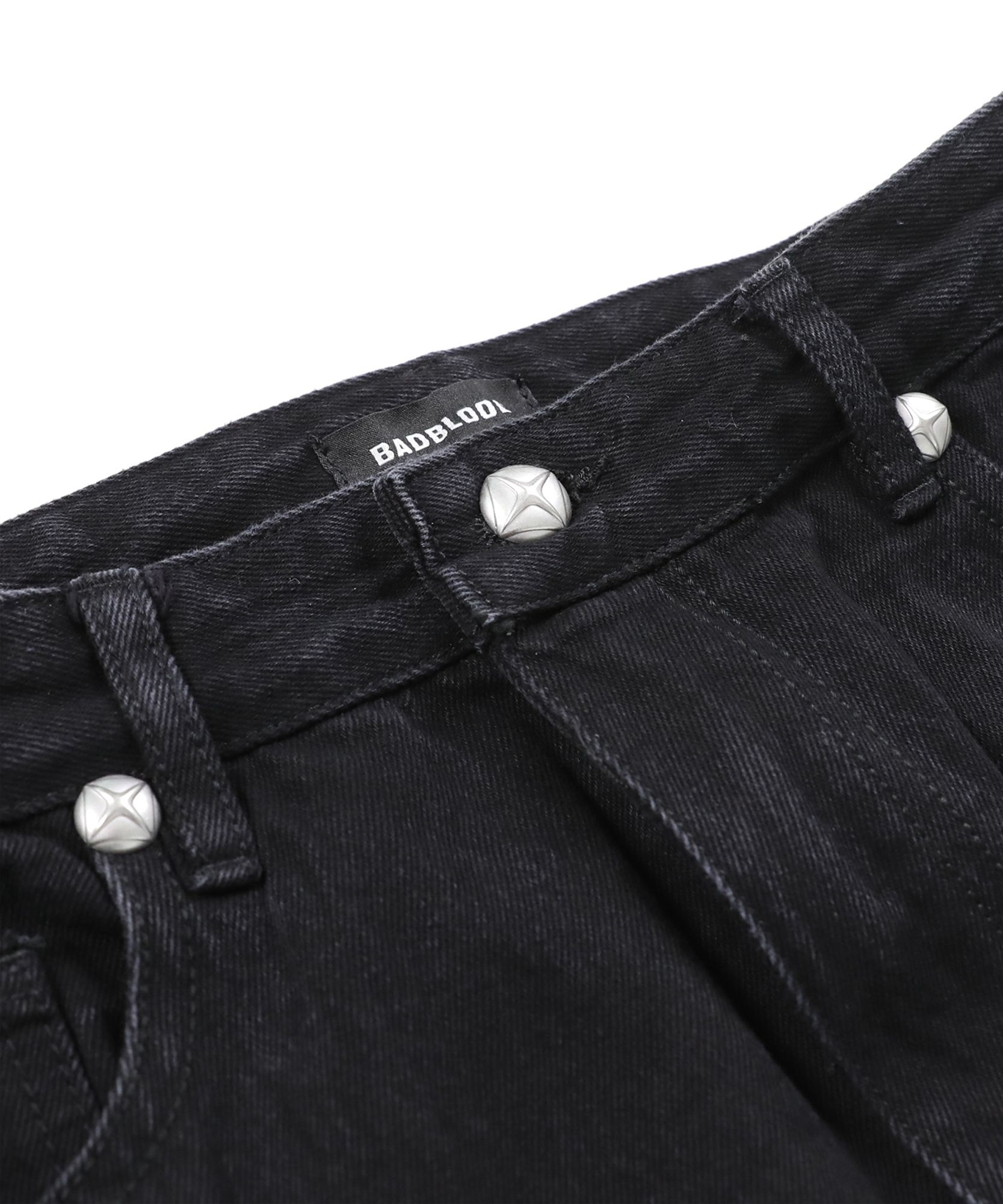 MUSINSA | BADBLOOD Duncan Denim Pants Relax Fit - Black/White