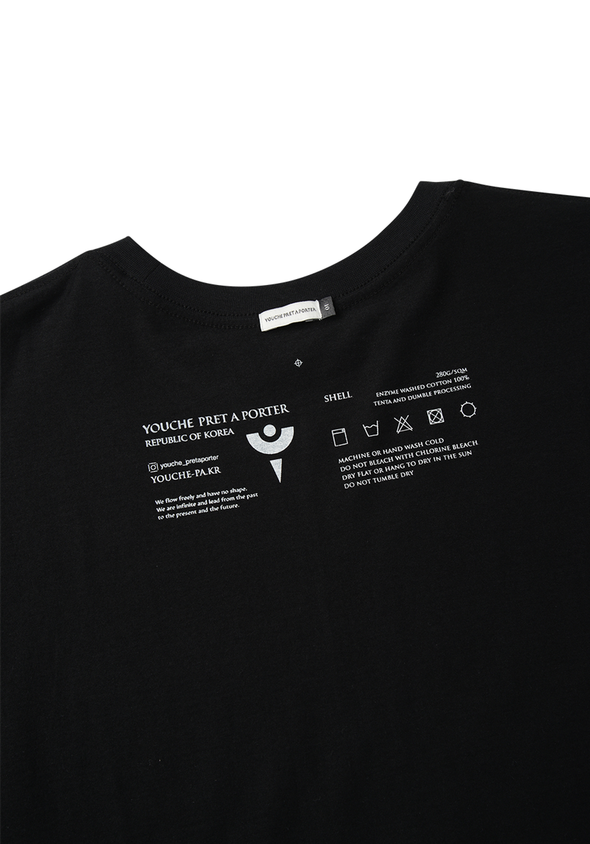 유체 프레타 포르테(YOUCHE PRET A PORTER) FL SHORT SLEEVE TEE - Black