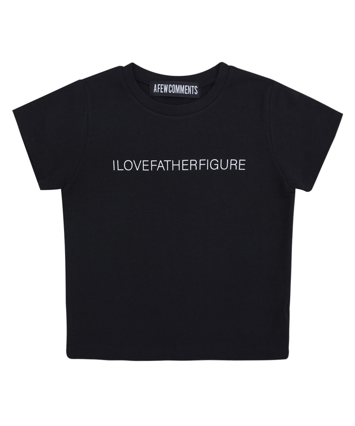 어퓨커멘츠(A FEW COMMENTS) FATHER FIGURE CROP TEE BLACK