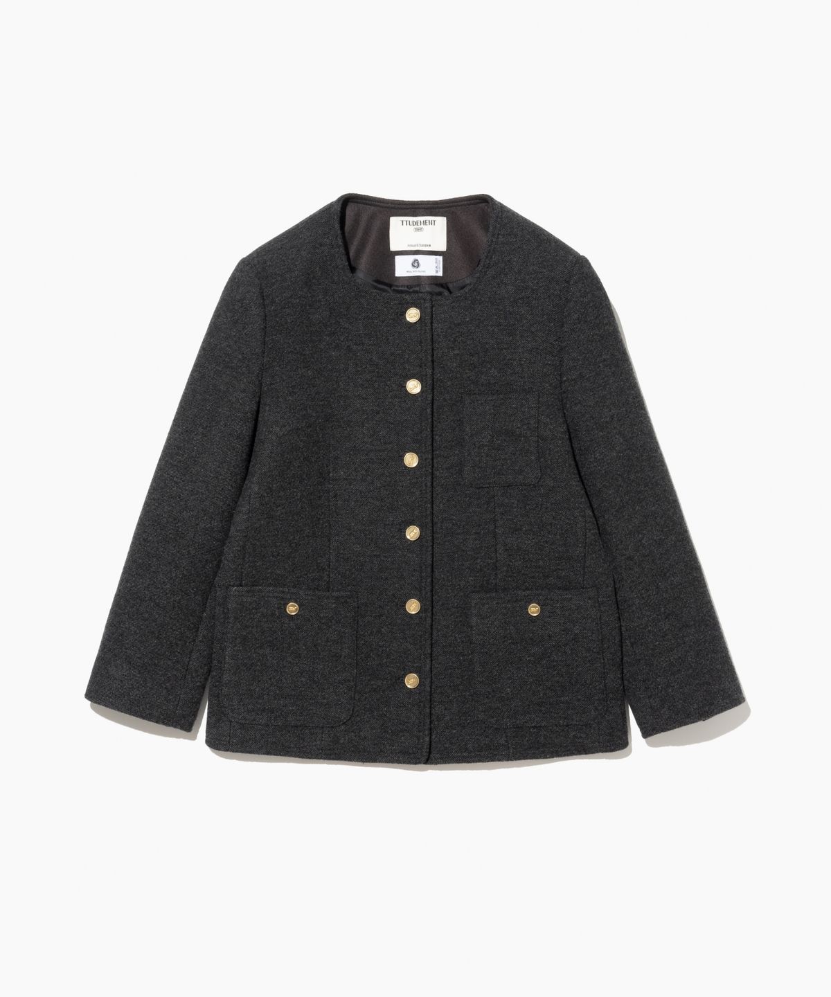 튜드먼트(TTUDEMENT) WOOL TWEED HALF JACKET CHARCOAL