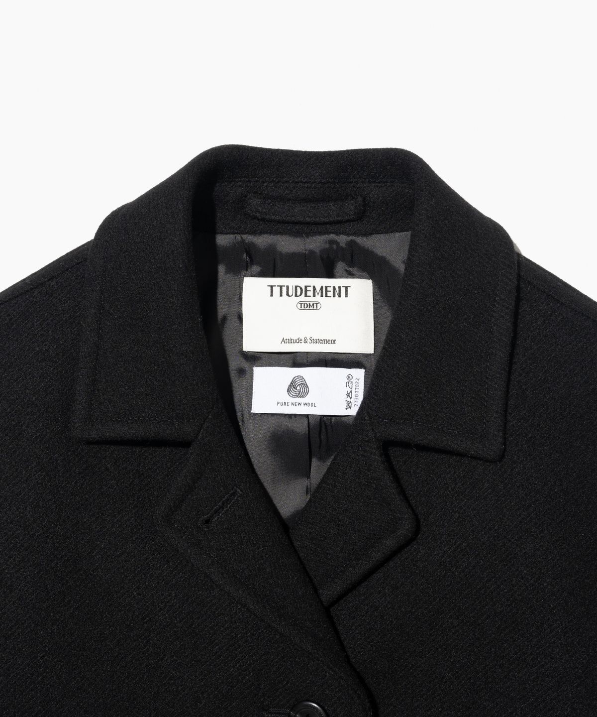 튜드먼트(TTUDEMENT) WOOL CASHMERE SINGLE COAT BLACK