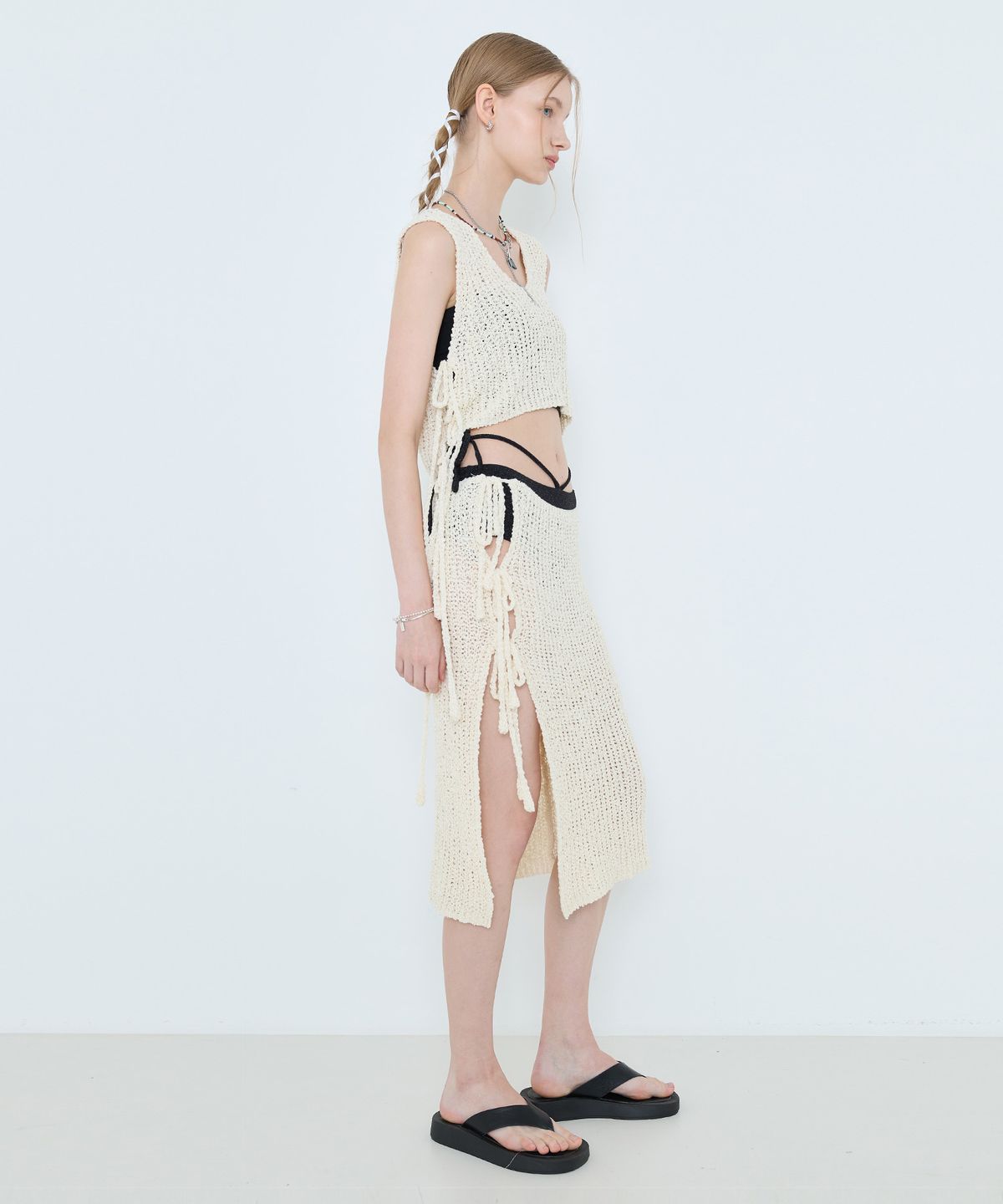 라티젠(LARTIGENT) L4 KNIT COVER UP SET(CREAM)