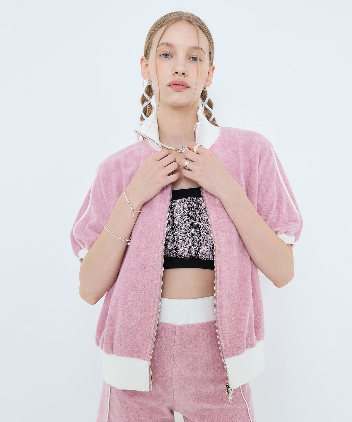 라티젠(LARTIGENT) L4 TERRY ZIP-UP JUMPER(PINK)