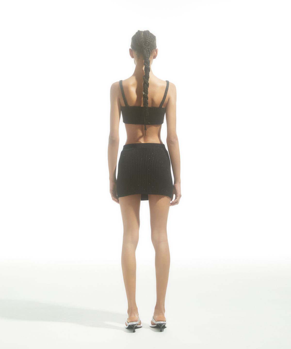 드레(DRAE) BUTTON-UP KNIT BRA_BLACK
