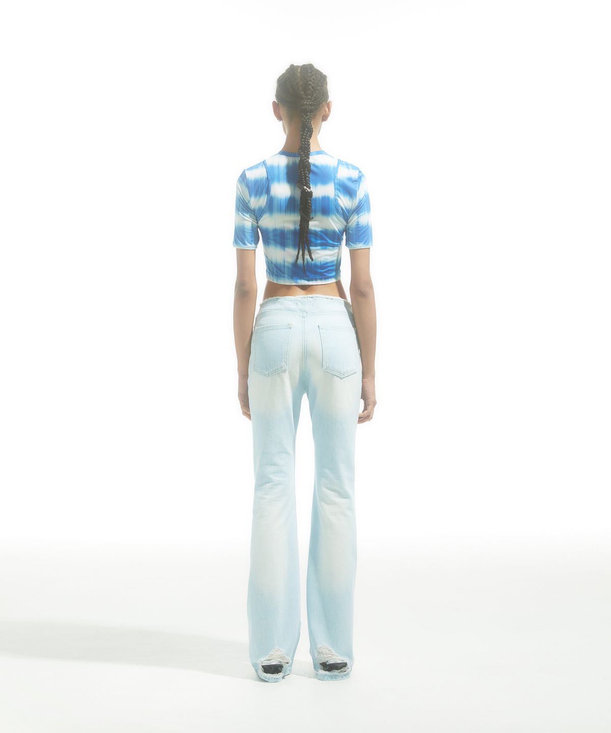 드레(DRAE) RAW-EDGE FLARED JEANS_LIGHT BLUE