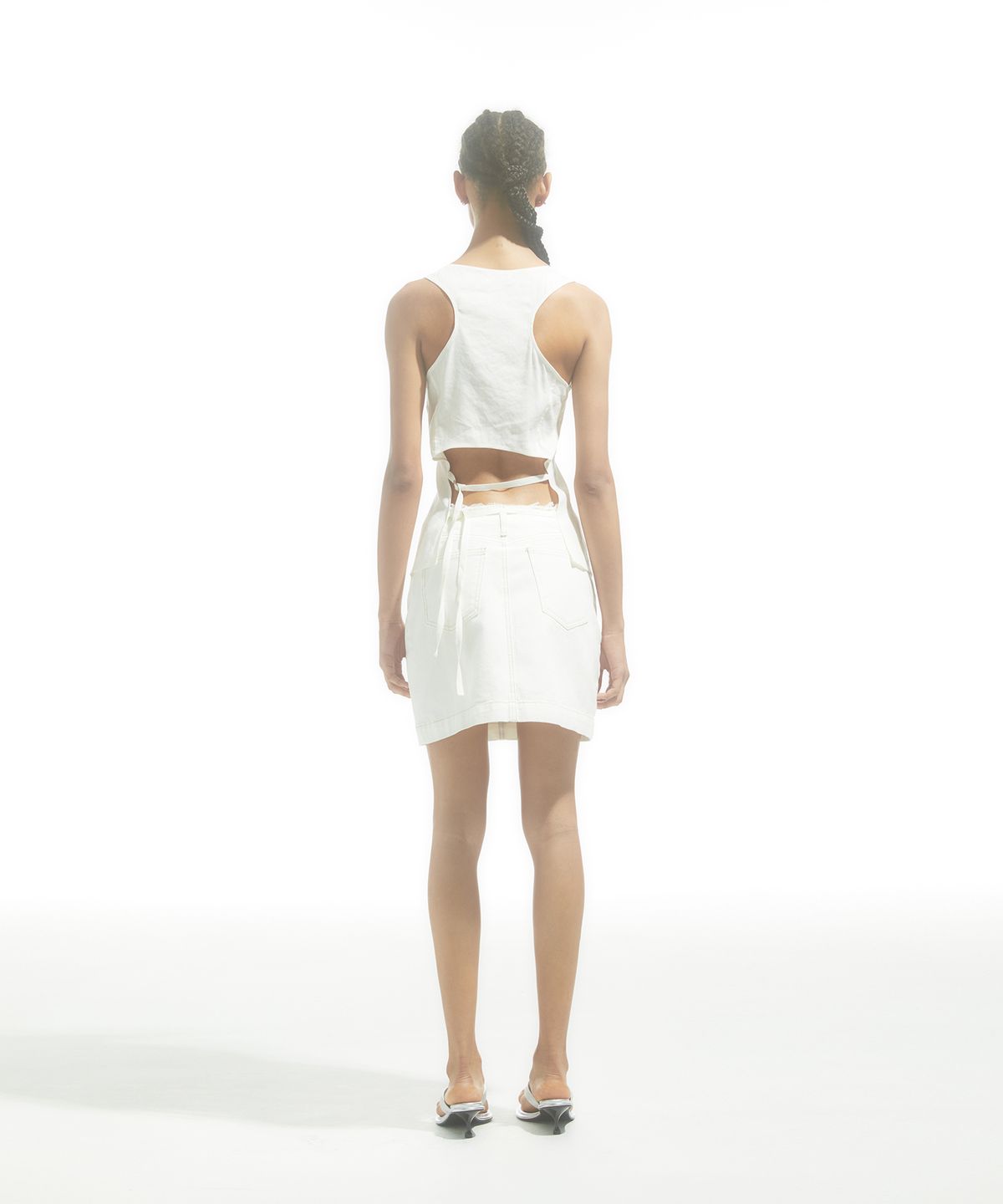 드레(DRAE) COTTON OUT ZIP-FLY SKIRT_WHITE