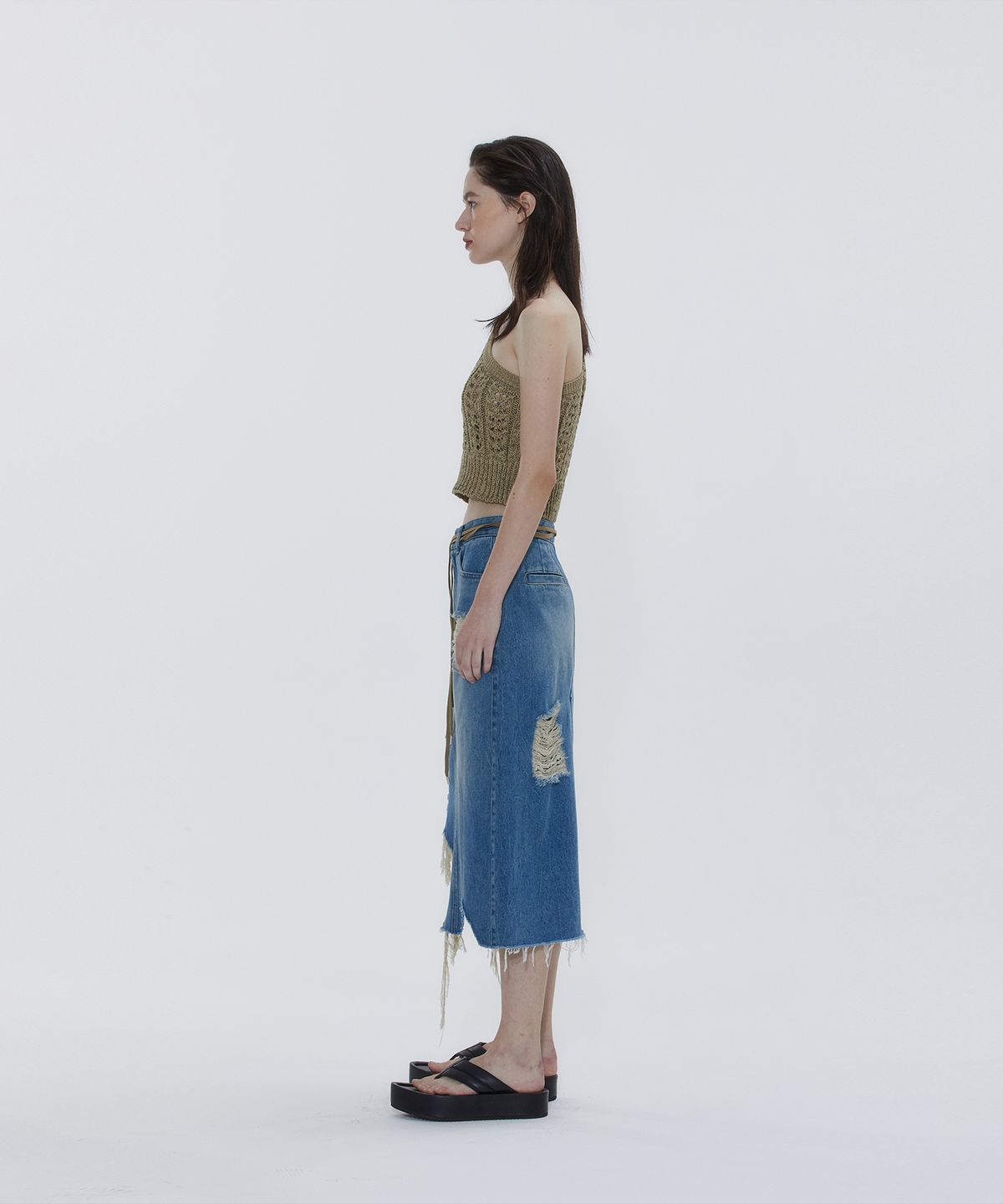 드레(DRAE) CROCHET ONE-SHOULDER TANK TOP_BEIGE