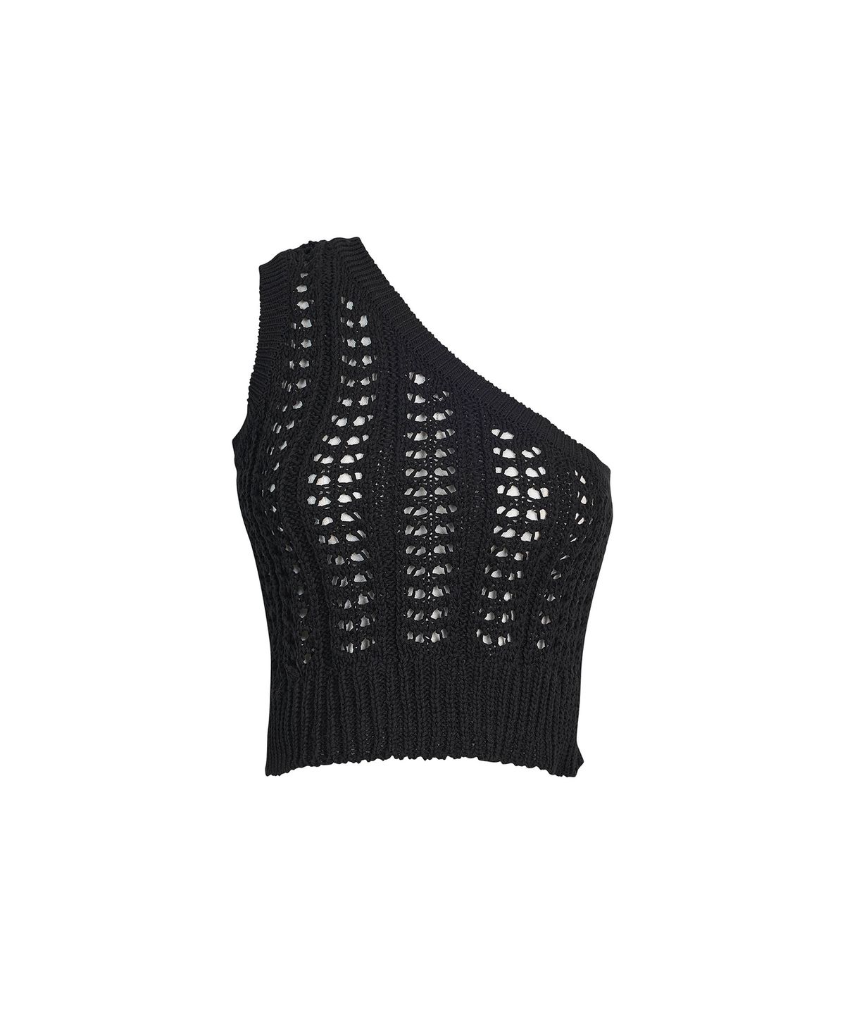 드레(DRAE) CROCHET ONE-SHOULDER TANK TOP_BLACK