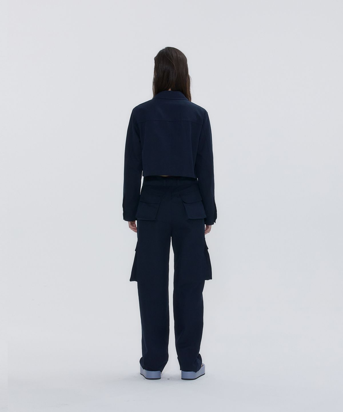 드레(DRAE) LINEN-BLEND CARGO PANTS_NAVY