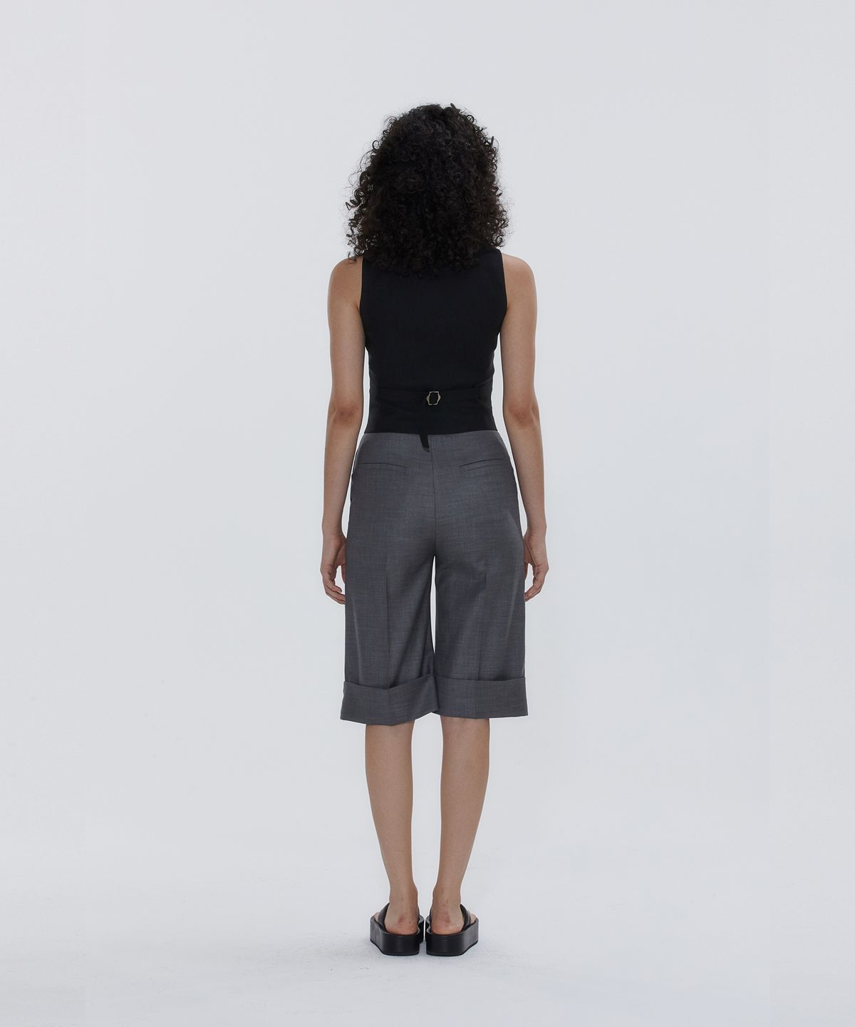 드레(DRAE) LINEN-BLEND WAISTCOAT_BLACK