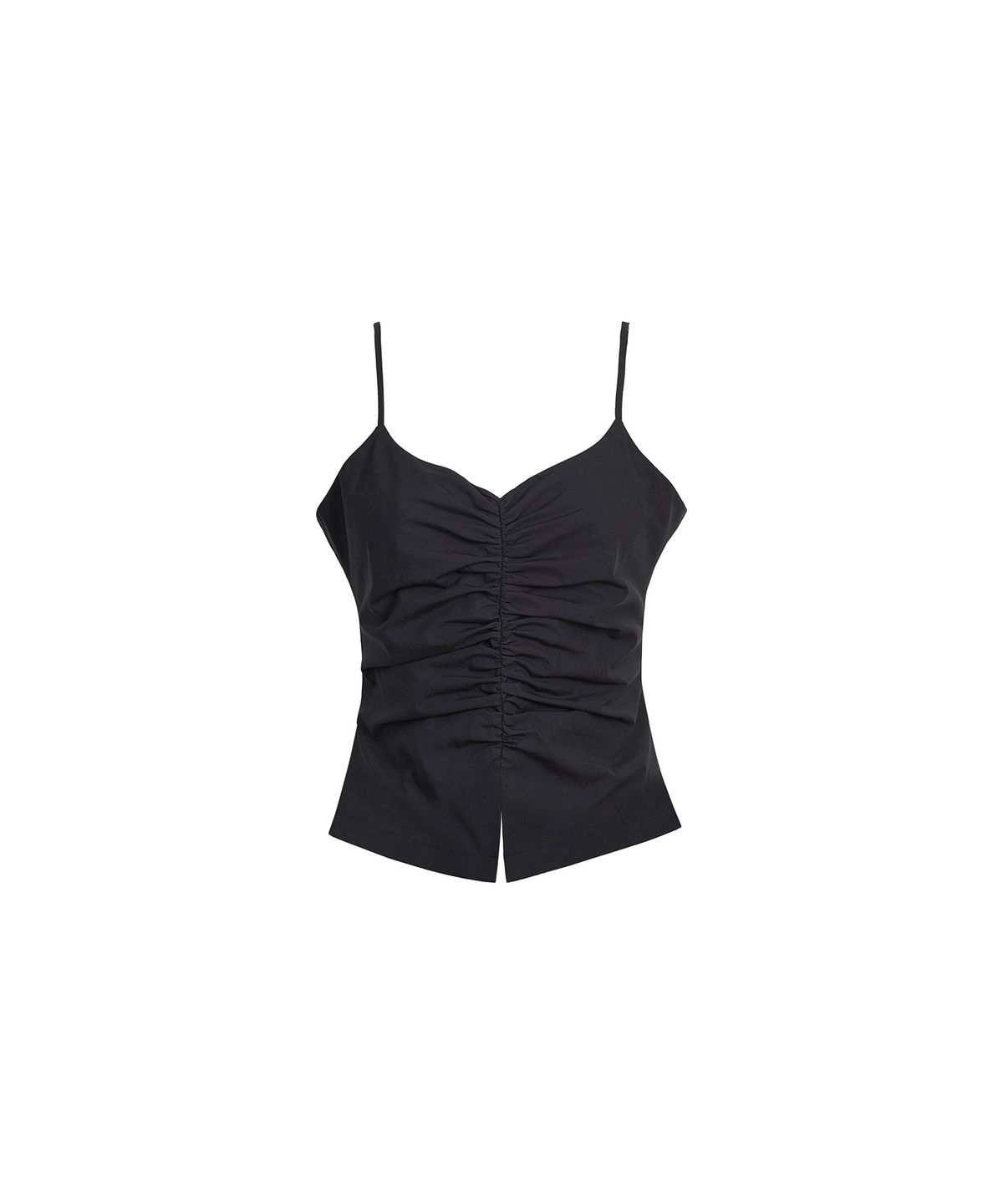 드레(DRAE) SHIRRING BACKLESS CAMISOLE TOP_BLACK