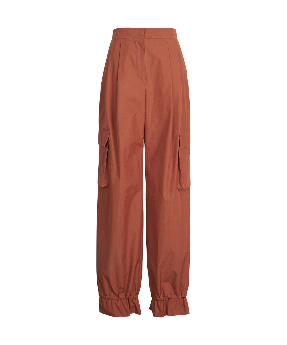 드레(DRAE) PLEATED COTTON-BLEND CARGO PANTS_ORANGE