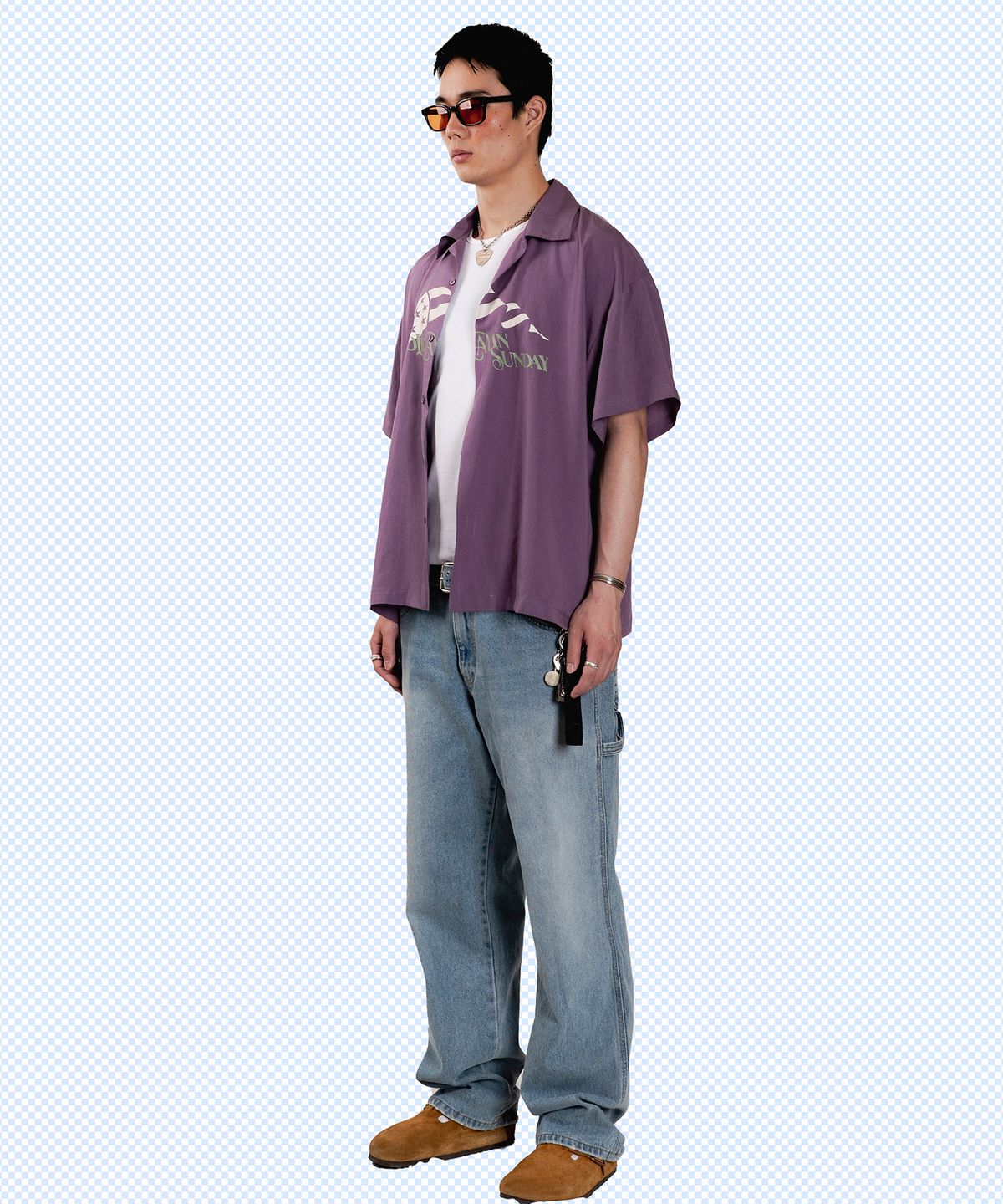 선데이후르츠마켓(SUNDAY FRUIT MARKET) HOLIDAY FLAG SHIRT PURPLE