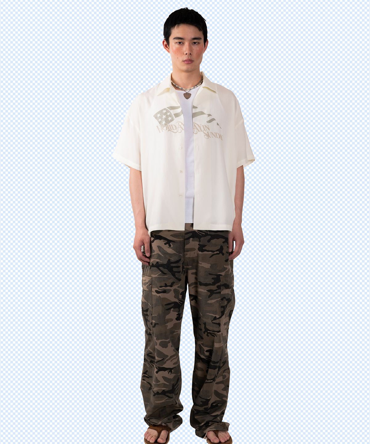 선데이후르츠마켓(SUNDAY FRUIT MARKET) HOLIDAY FLAG SHIRT IVORY