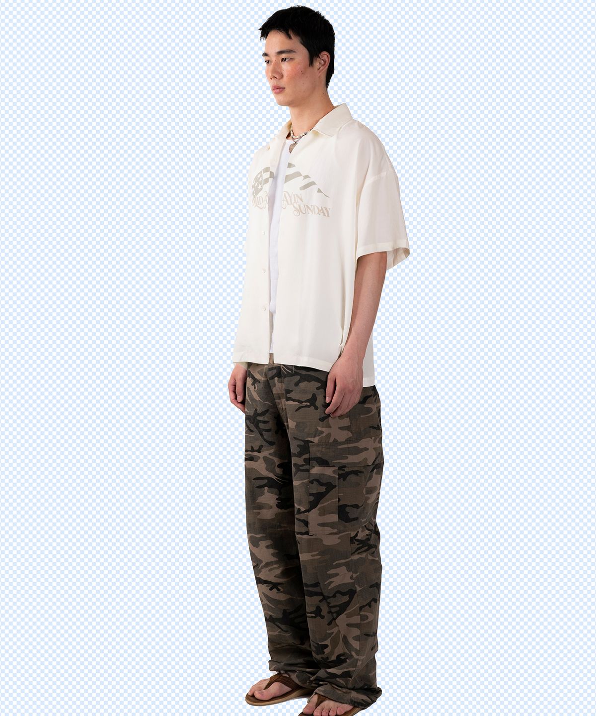 선데이후르츠마켓(SUNDAY FRUIT MARKET) HOLIDAY FLAG SHIRT IVORY