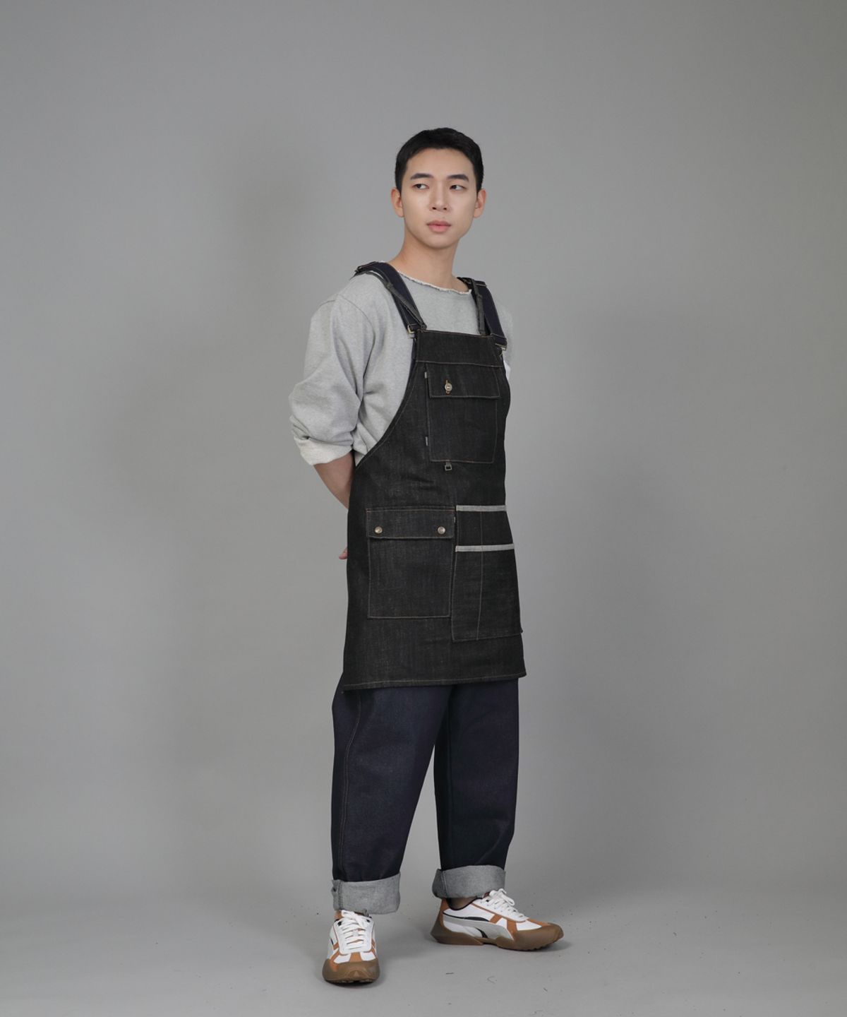 세인트크루(SAINTCREW) 데크 와이드빕 퍼티그 테이퍼드 오버롤 WFT-602 데님 인디고