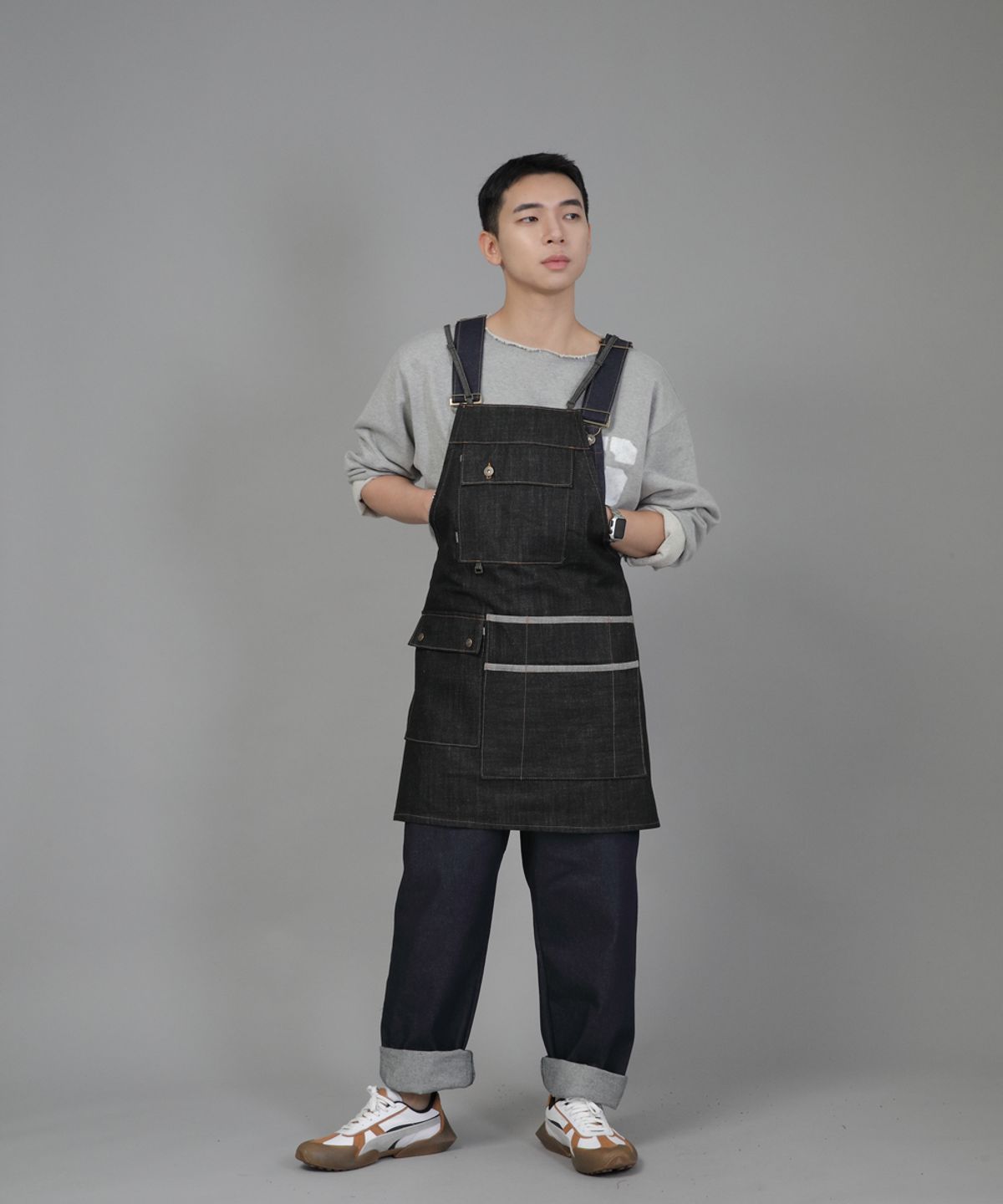 세인트크루(SAINTCREW) 굿워크 엑스퍼트 에이프런 GWE-1308 데님 블랙