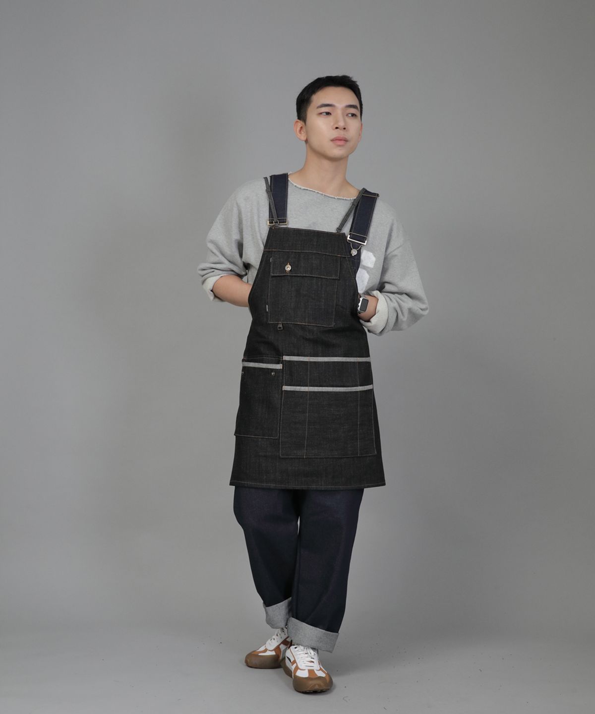세인트크루(SAINTCREW) 굿워크 엑스퍼트 에이프런 GWE-1308 데님 블랙