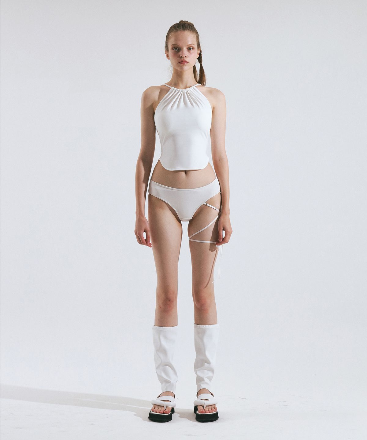 비나제이(VINAJ) 크로스 리본 로우 비키니 팬티 (White)