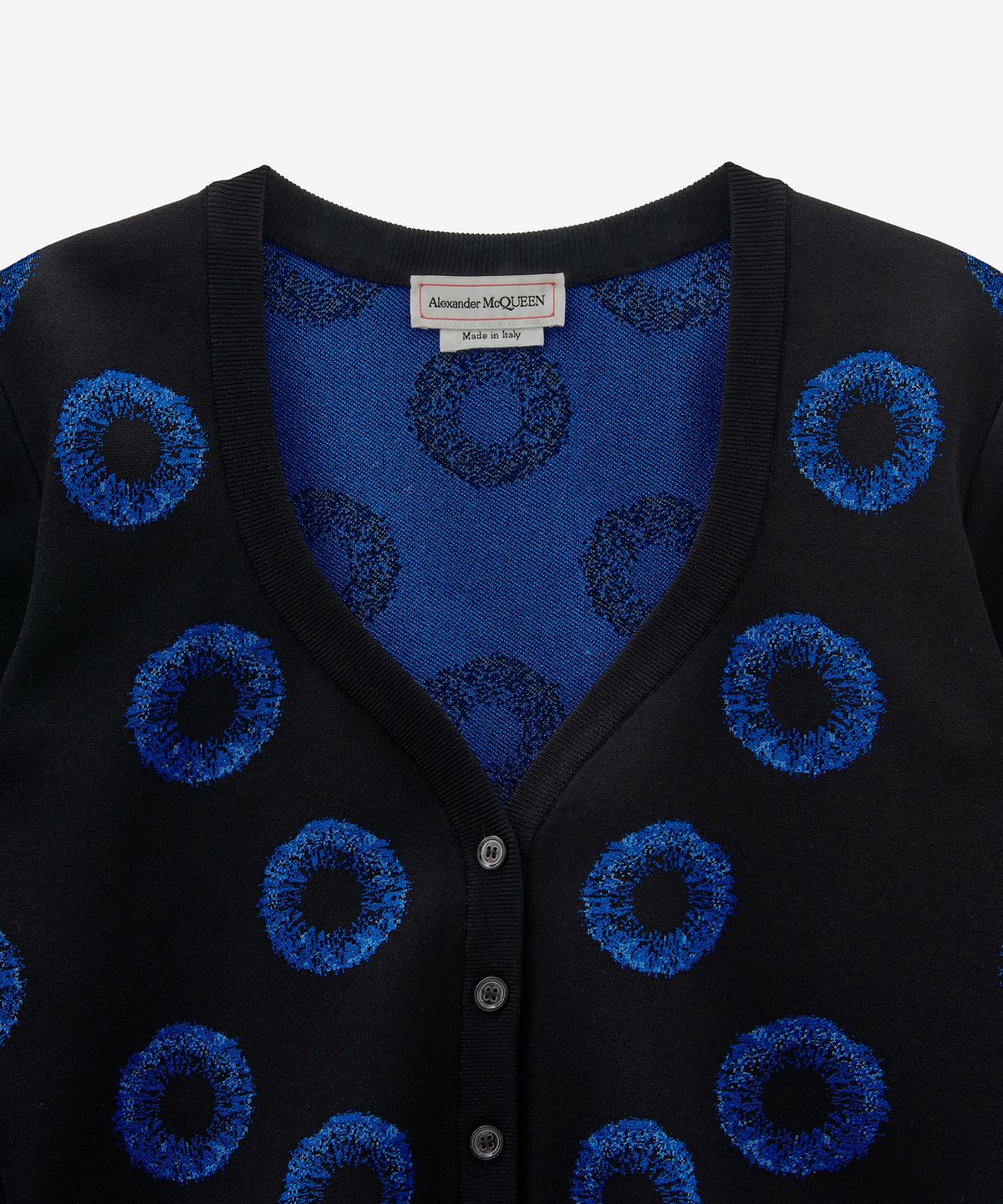 알렉산더 맥퀸(ALEXANDER McQUEEN) 아이리스 자카드 가디건 - 블랙:블루 / 748087Q1A561091