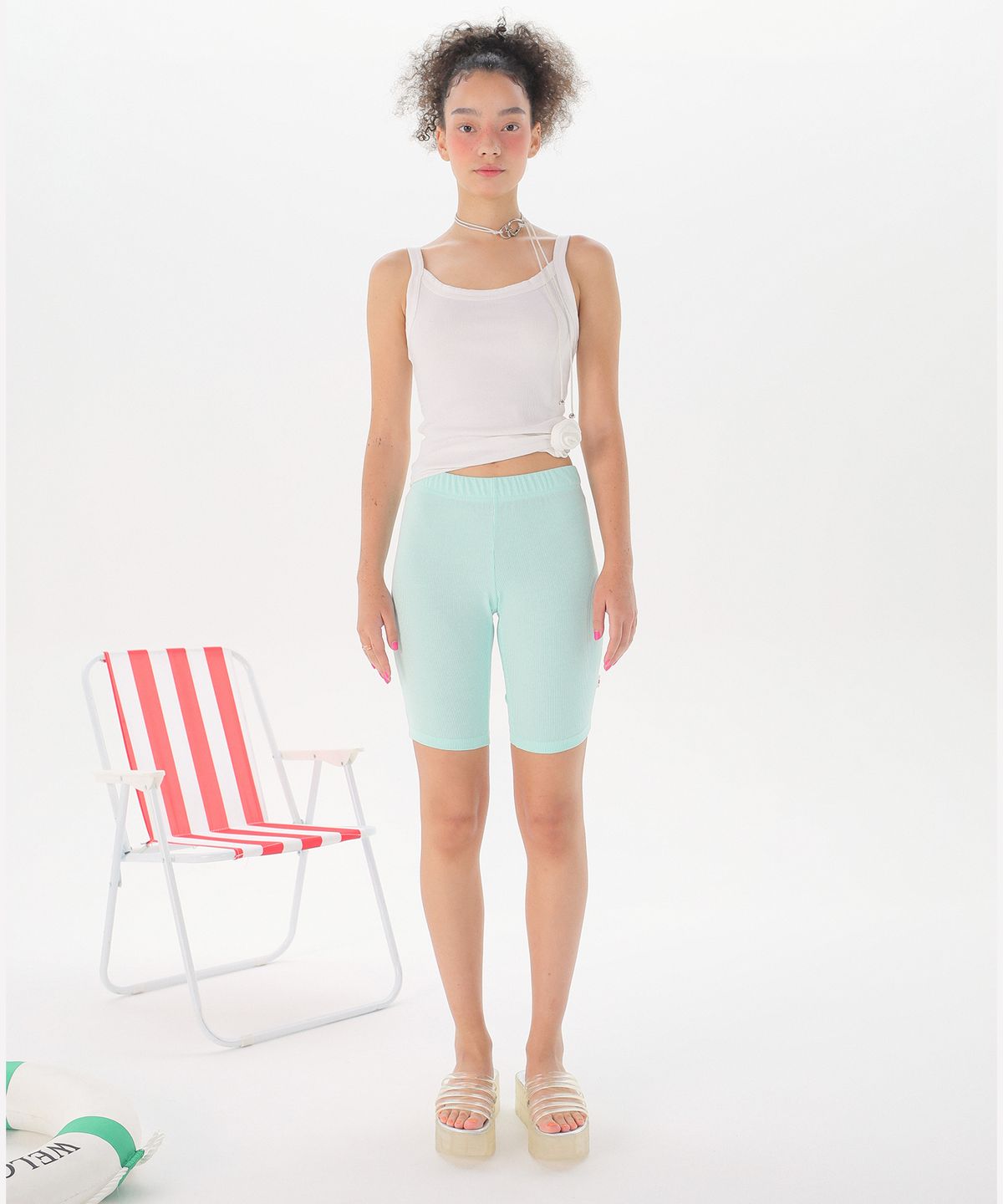 준준스페이스(JUNEJUNE SPACE) Stripe Leggings_Green(스트라이프 레깅스_그린)