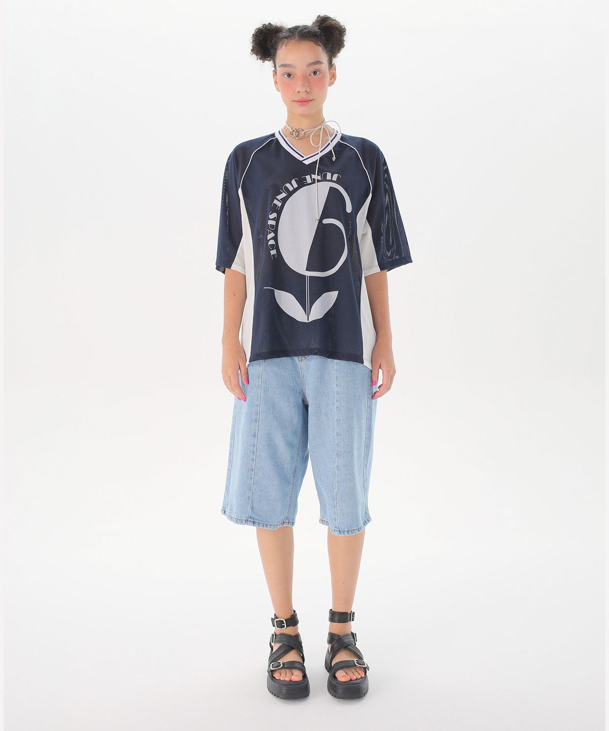 준준스페이스(JUNEJUNE SPACE) Uniform Boxy T-shirts_Navy