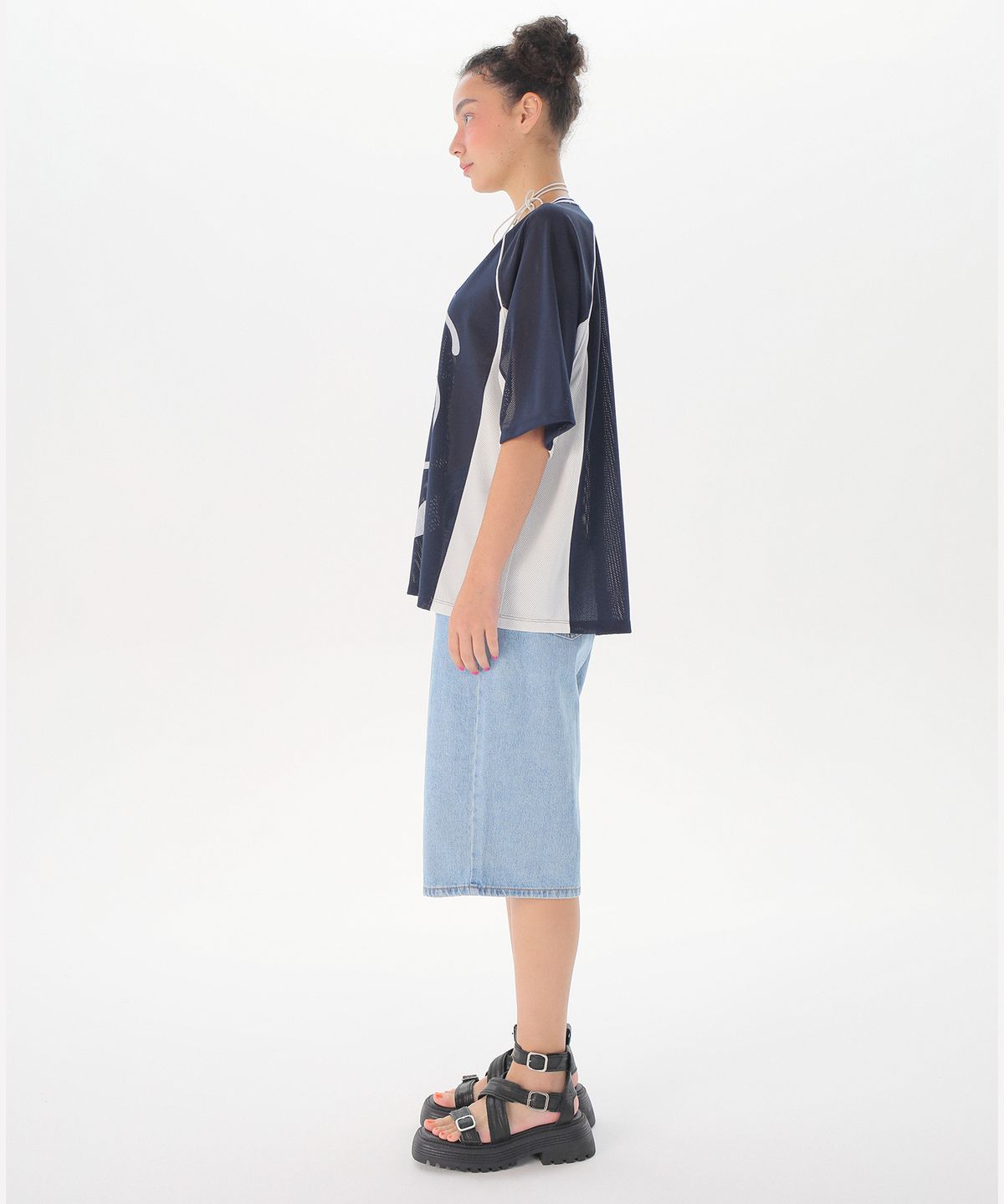 준준스페이스(JUNEJUNE SPACE) Uniform Boxy T-shirts_Navy