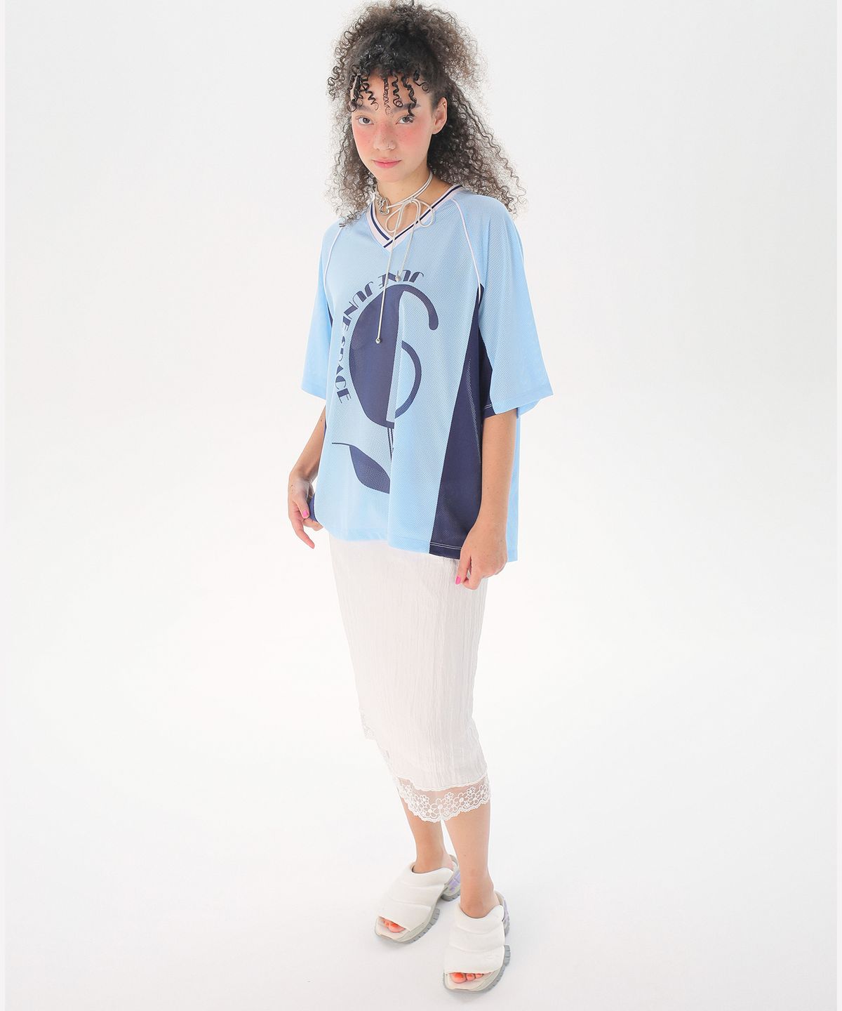 준준스페이스(JUNEJUNE SPACE) Uniform Boxy T-shirts_Light Blue