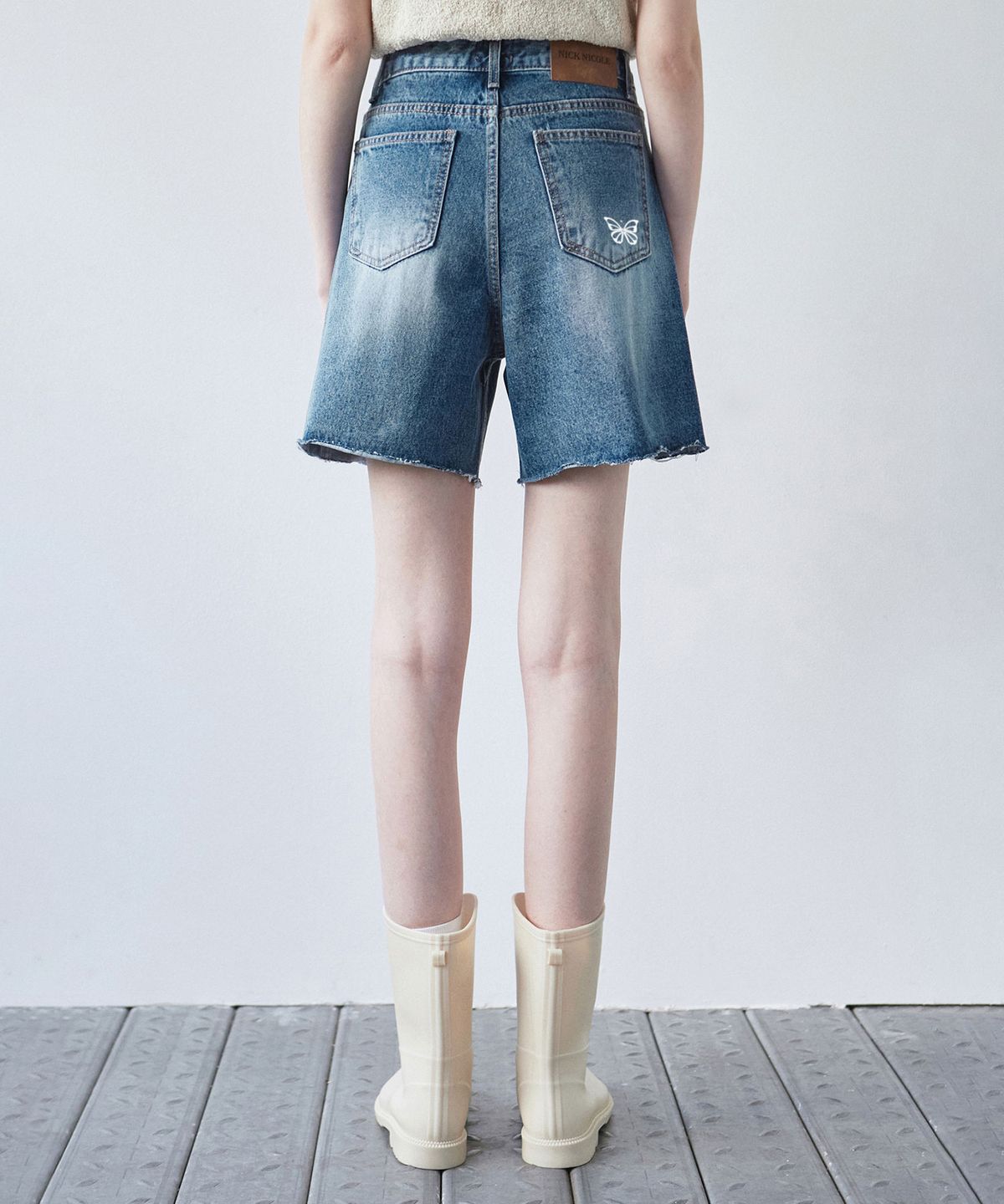 닉앤니콜(NICK&NICOLE) CUTTING DENIM HALF PANTS_BLUE