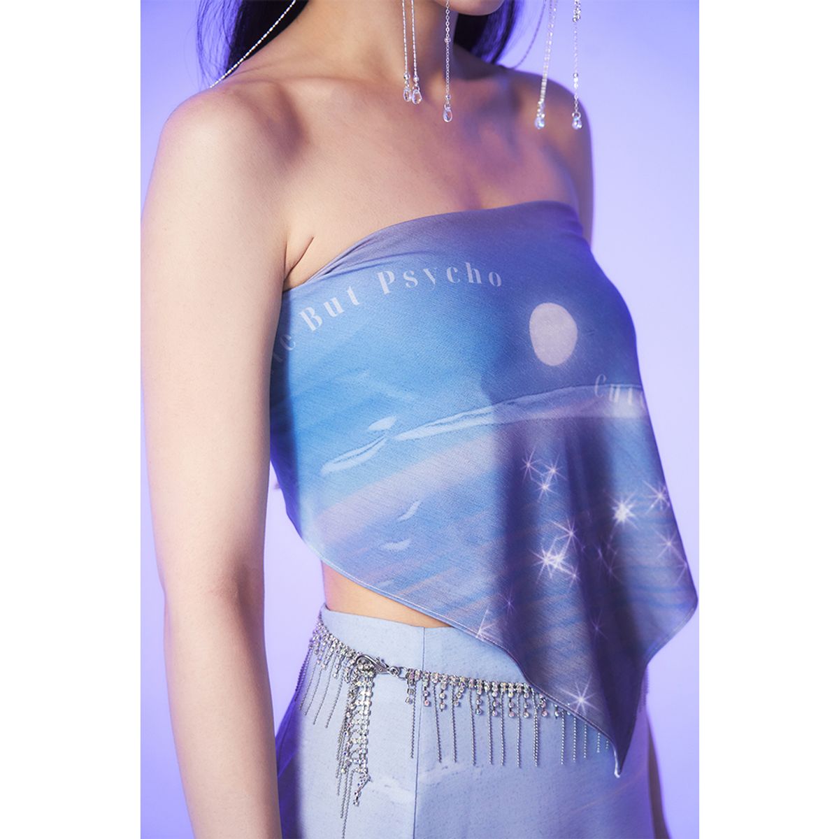 하투(HATU) BEACH PRINTING SCARF TOP PURPLE