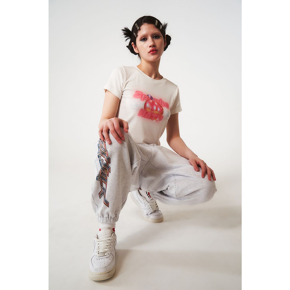 하투(HATU) SPANKE PEACH TEE WHITE