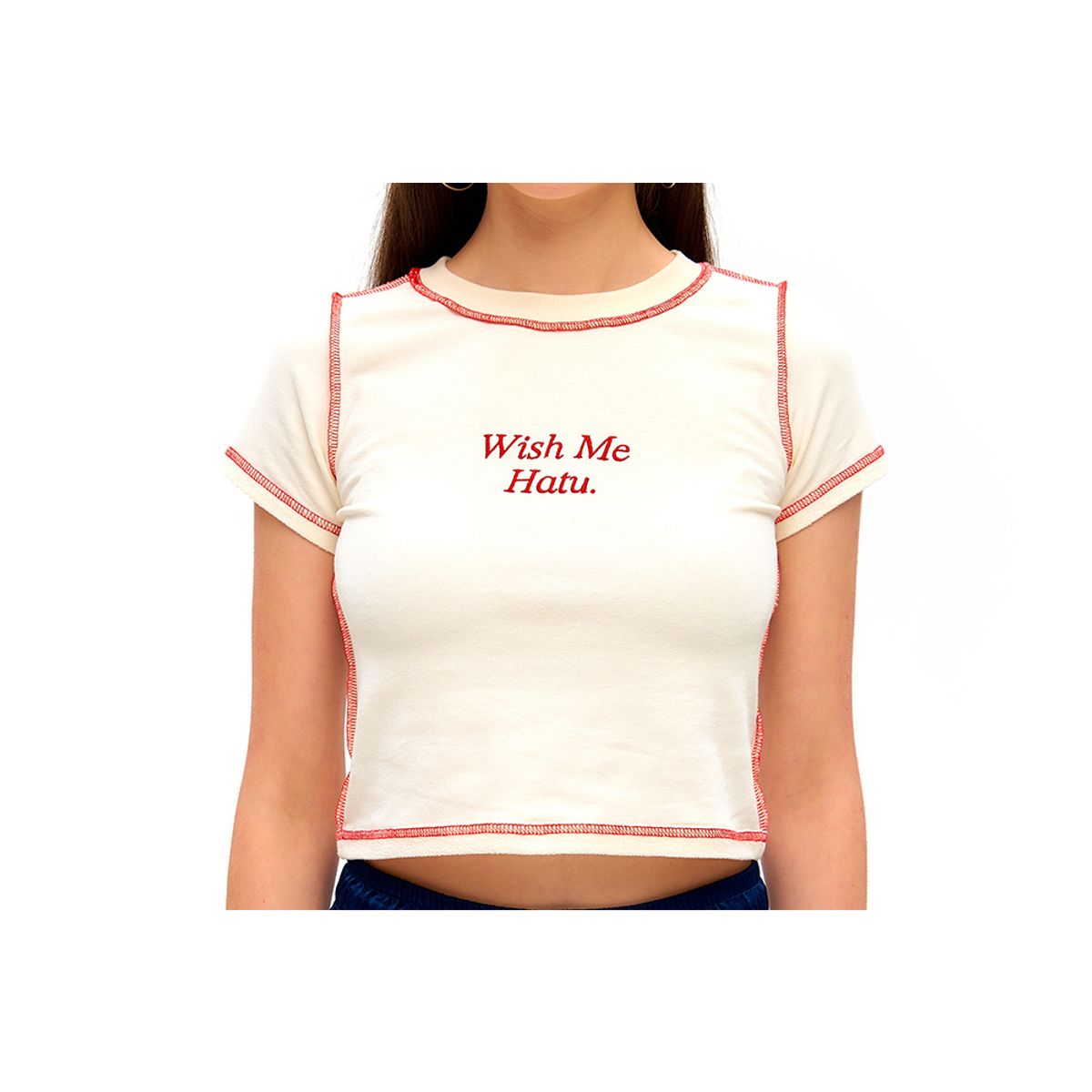 하투(HATU) WISH ME HATU CROPPED TEE IVORY