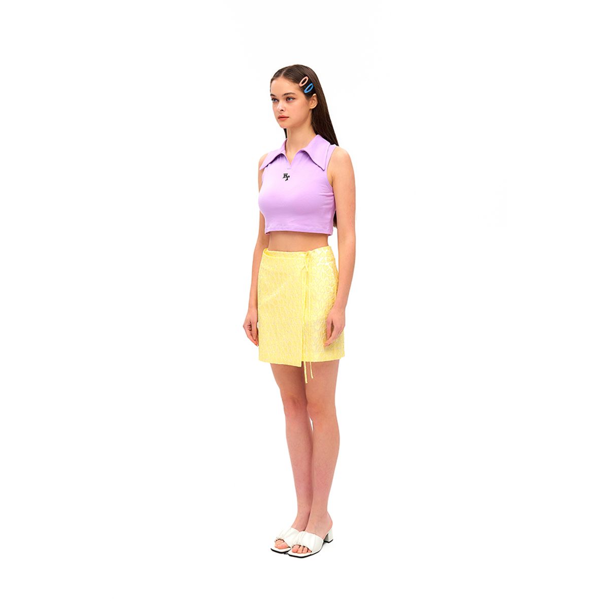 하투(HATU) CROPPED HT LOGO COLLAR TOP PURPLE