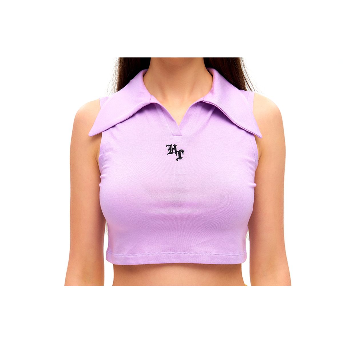 하투(HATU) CROPPED HT LOGO COLLAR TOP PURPLE