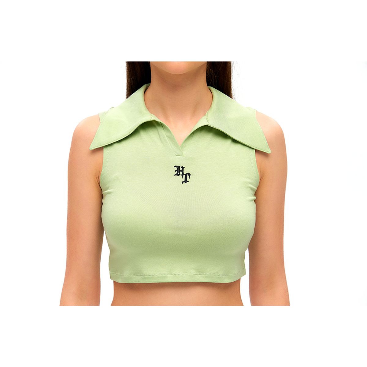 하투(HATU) CROPPED HT LOGO COLLAR TOP GREEN