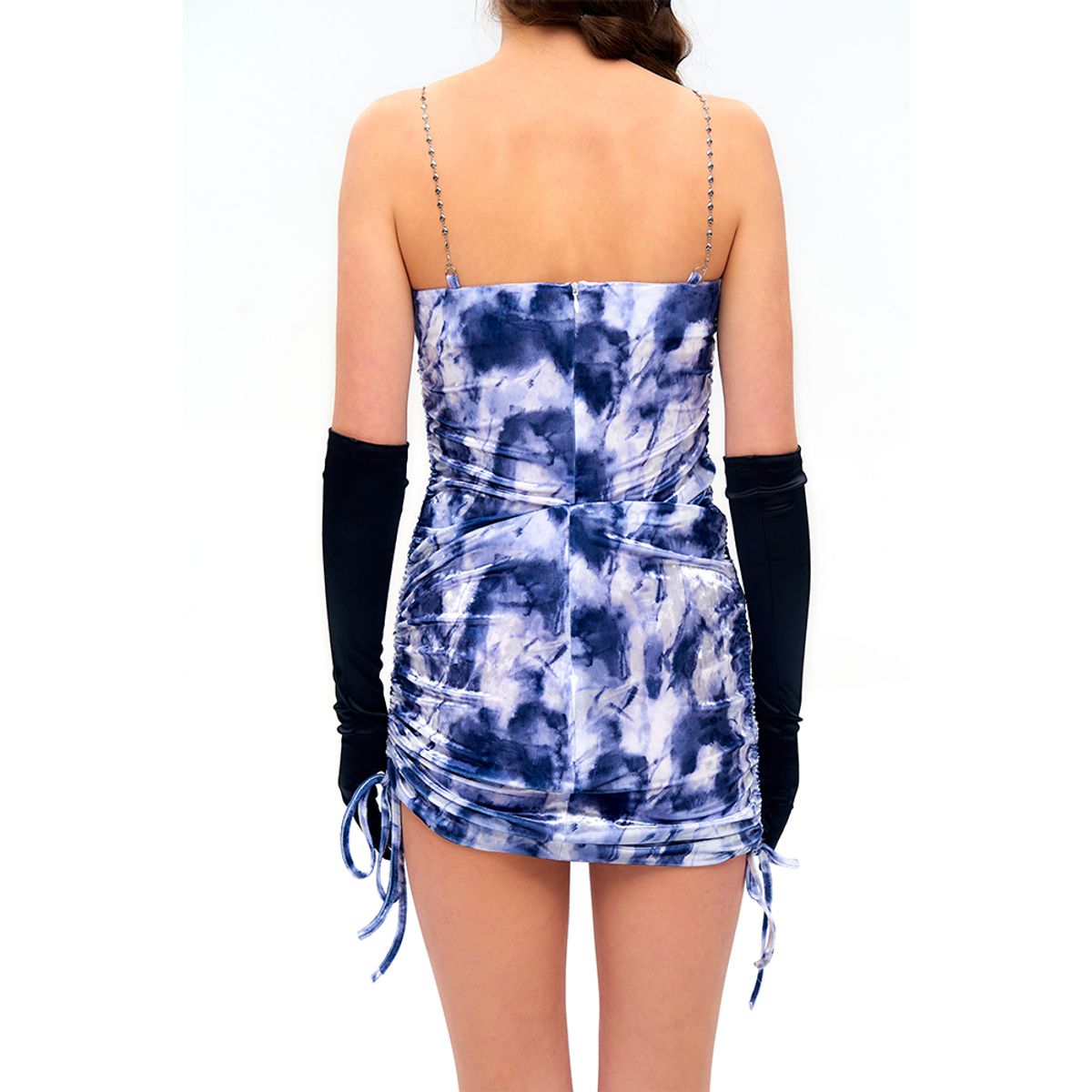 하투(HATU) VELVET HEART CHAINED DRESS NAVY