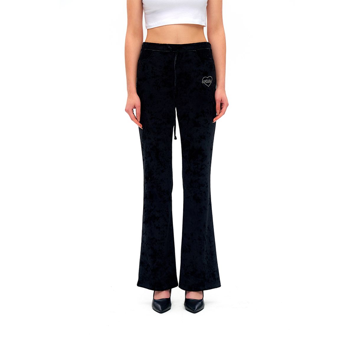 하투(HATU) VELVET FLARED LOUNGE PANTS BLACK